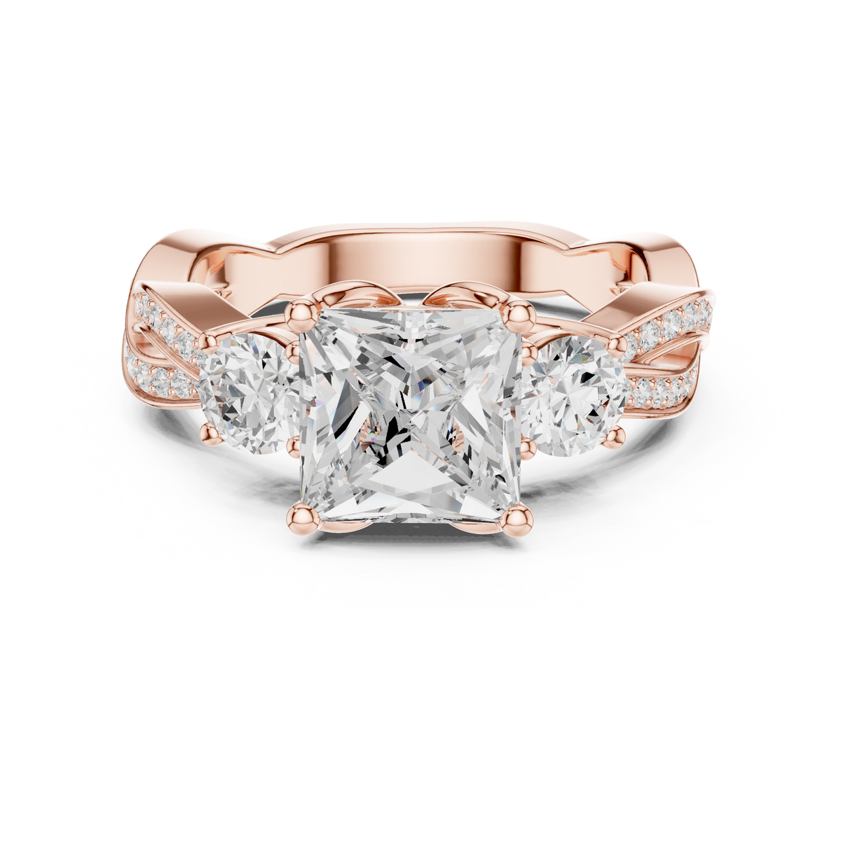 Princess And Round Cut Brilliant Moissanite VVS1 Eternity Engagement Ring