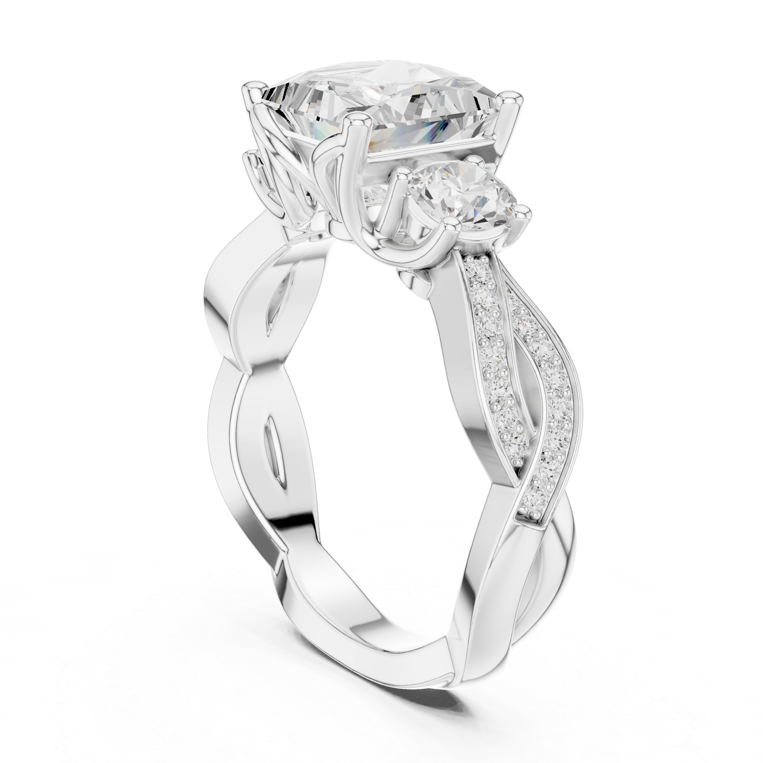 Princess And Round Cut Brilliant Moissanite VVS1 Eternity Engagement Ring