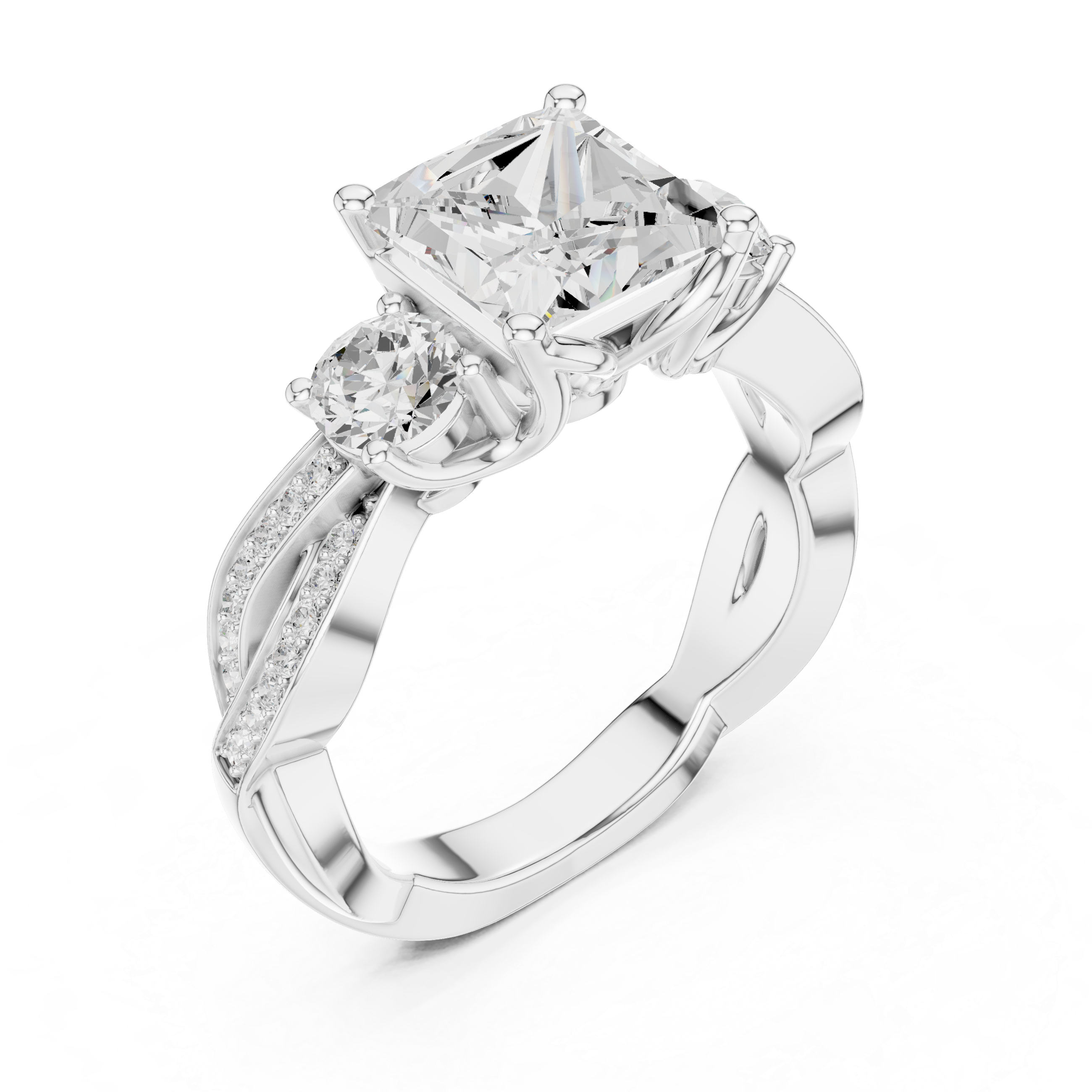 Princess And Round Cut Brilliant Moissanite VVS1 Eternity Engagement Ring