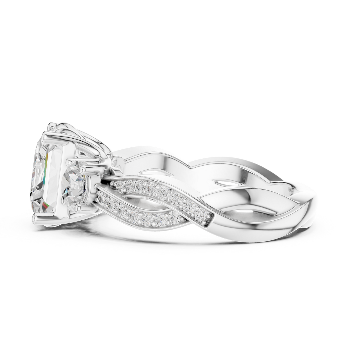 Princess And Round Cut Brilliant Moissanite VVS1 Eternity Engagement Ring