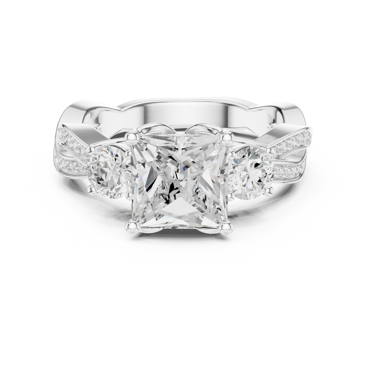 Princess And Round Cut Brilliant Moissanite VVS1 Eternity Engagement Ring