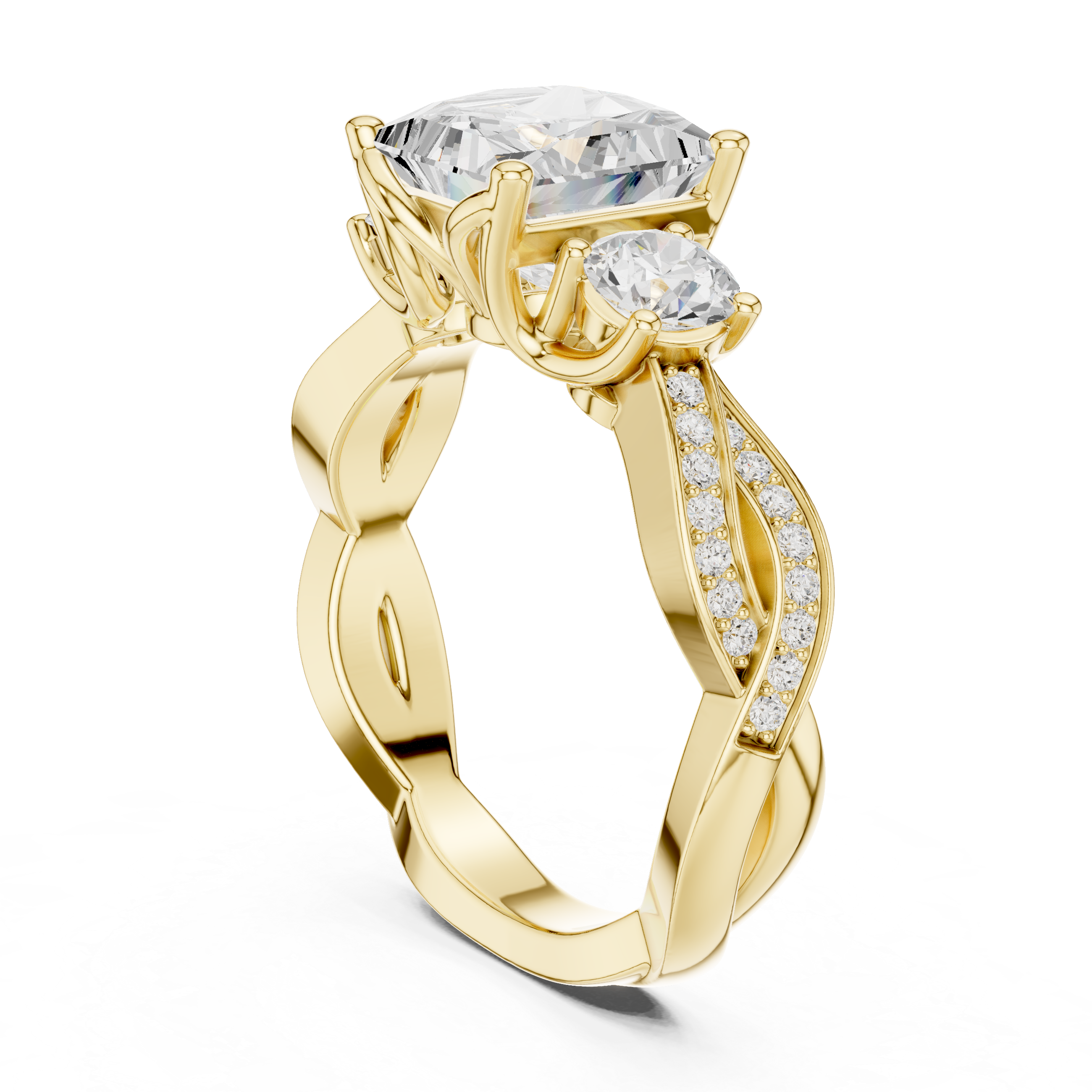 Princess And Round Cut Brilliant Moissanite VVS1 Eternity Engagement Ring