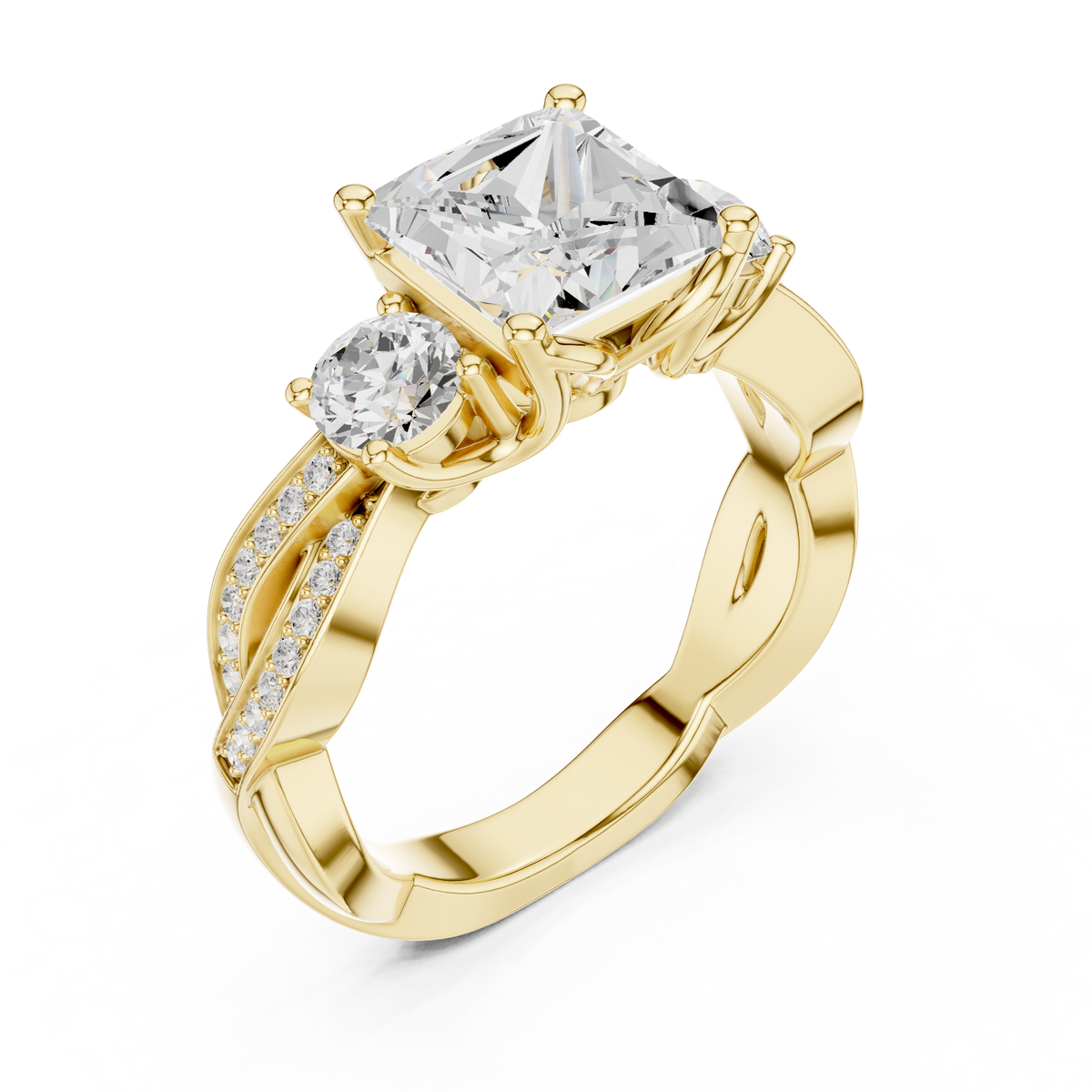 Princess And Round Cut Brilliant Moissanite VVS1 Eternity Engagement Ring