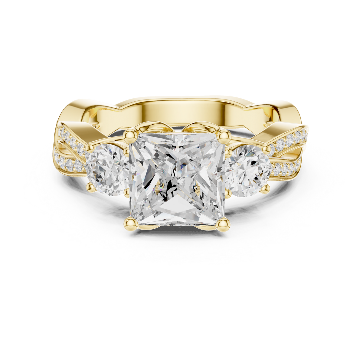 Princess And Round Cut Brilliant Moissanite VVS1 Eternity Engagement Ring