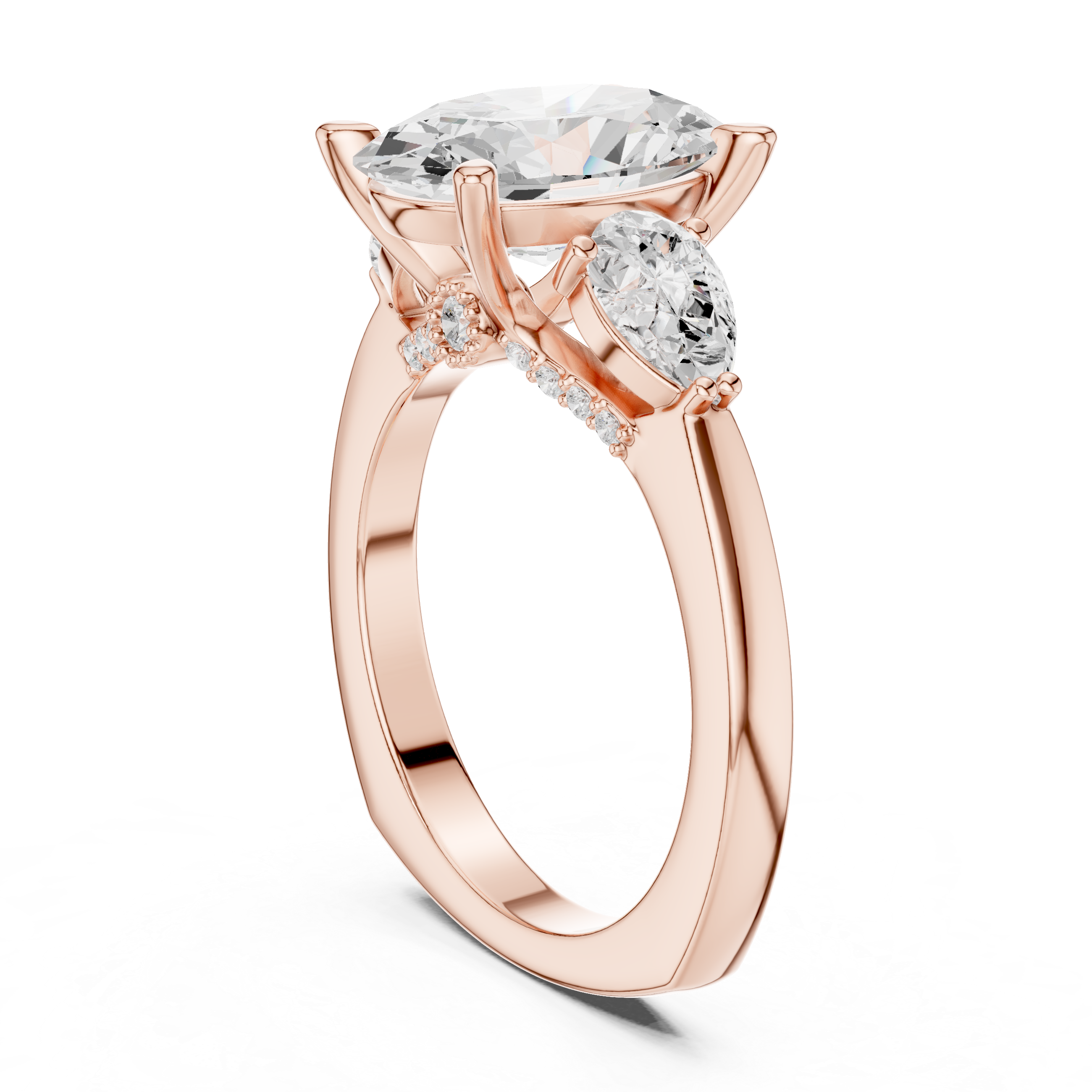 Oval, Pear And Round Cut Brilliant Moissanite VVS1 Eternity Engagement Ring