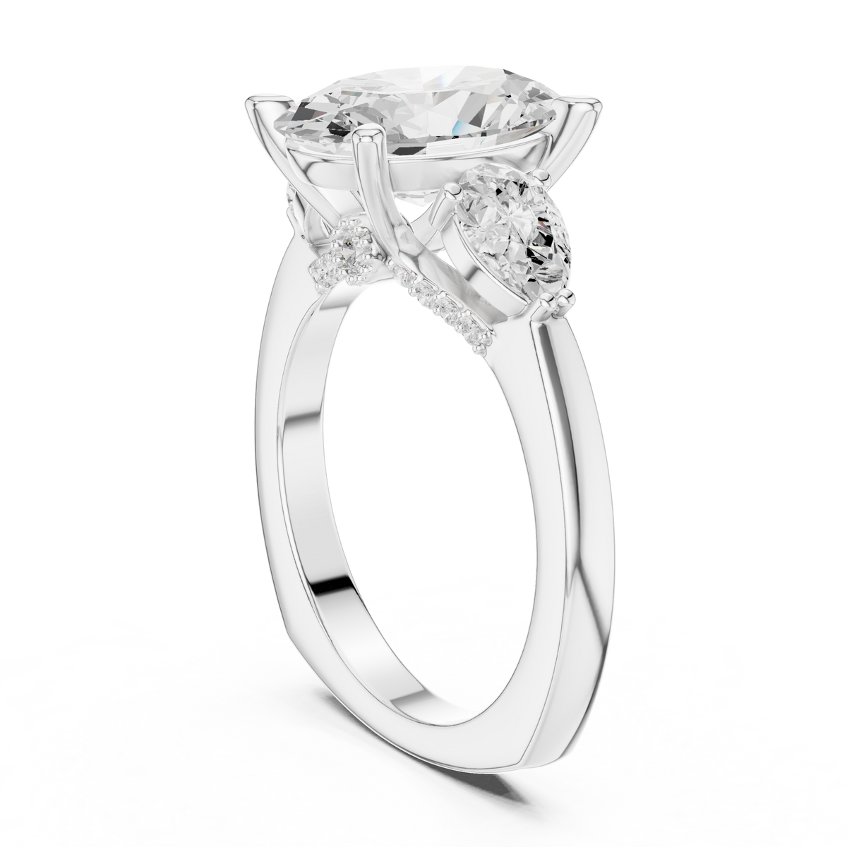 Oval, Pear And Round Cut Brilliant Moissanite VVS1 Eternity Engagement Ring