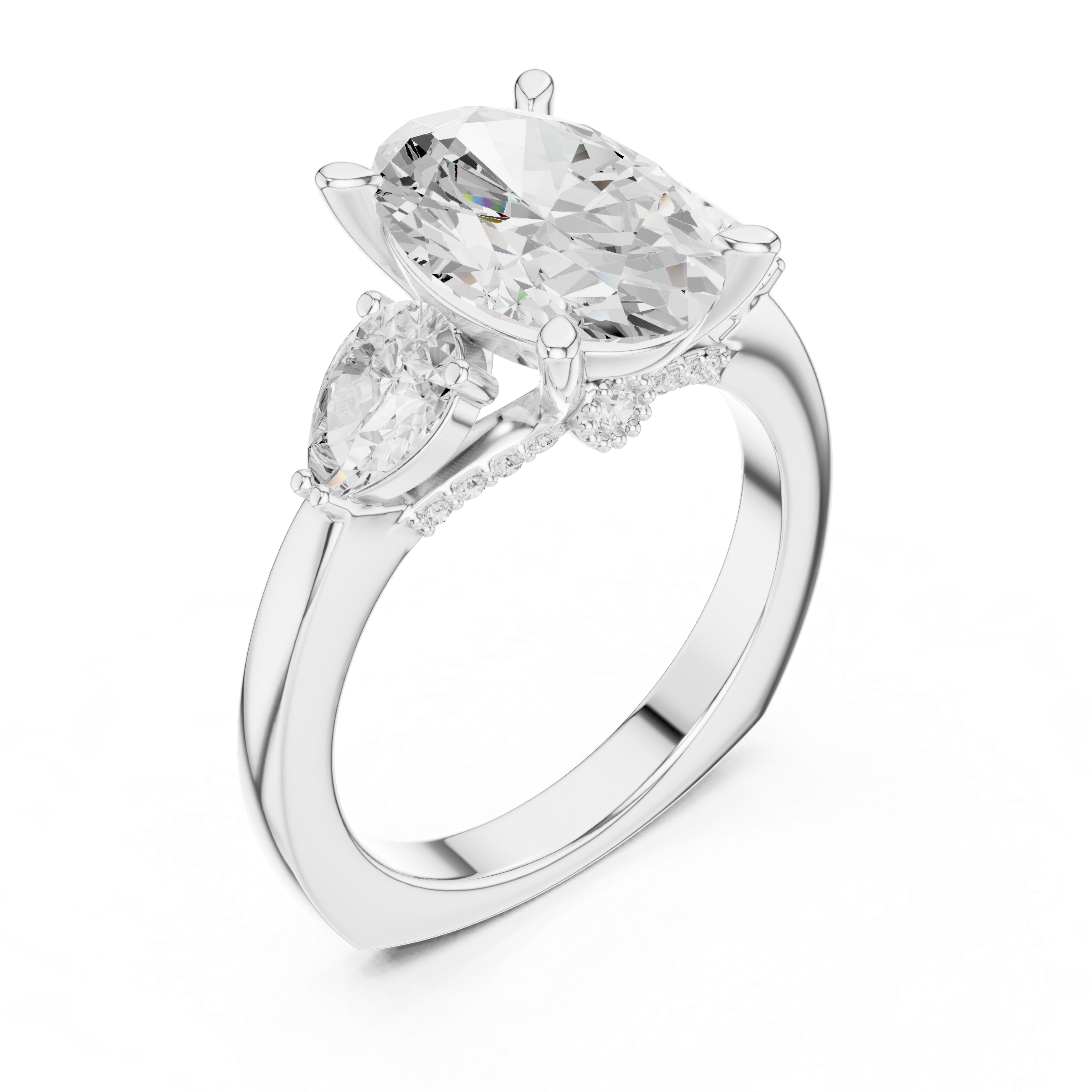 Oval, Pear And Round Cut Brilliant Moissanite VVS1 Eternity Engagement Ring
