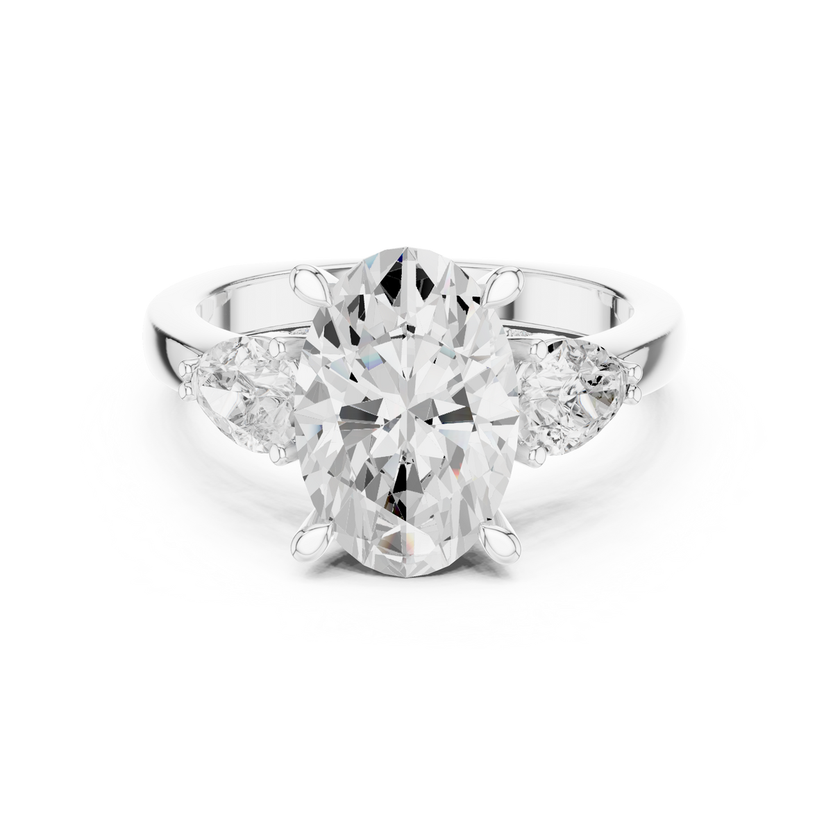 Oval, Pear And Round Cut Brilliant Moissanite VVS1 Eternity Engagement Ring