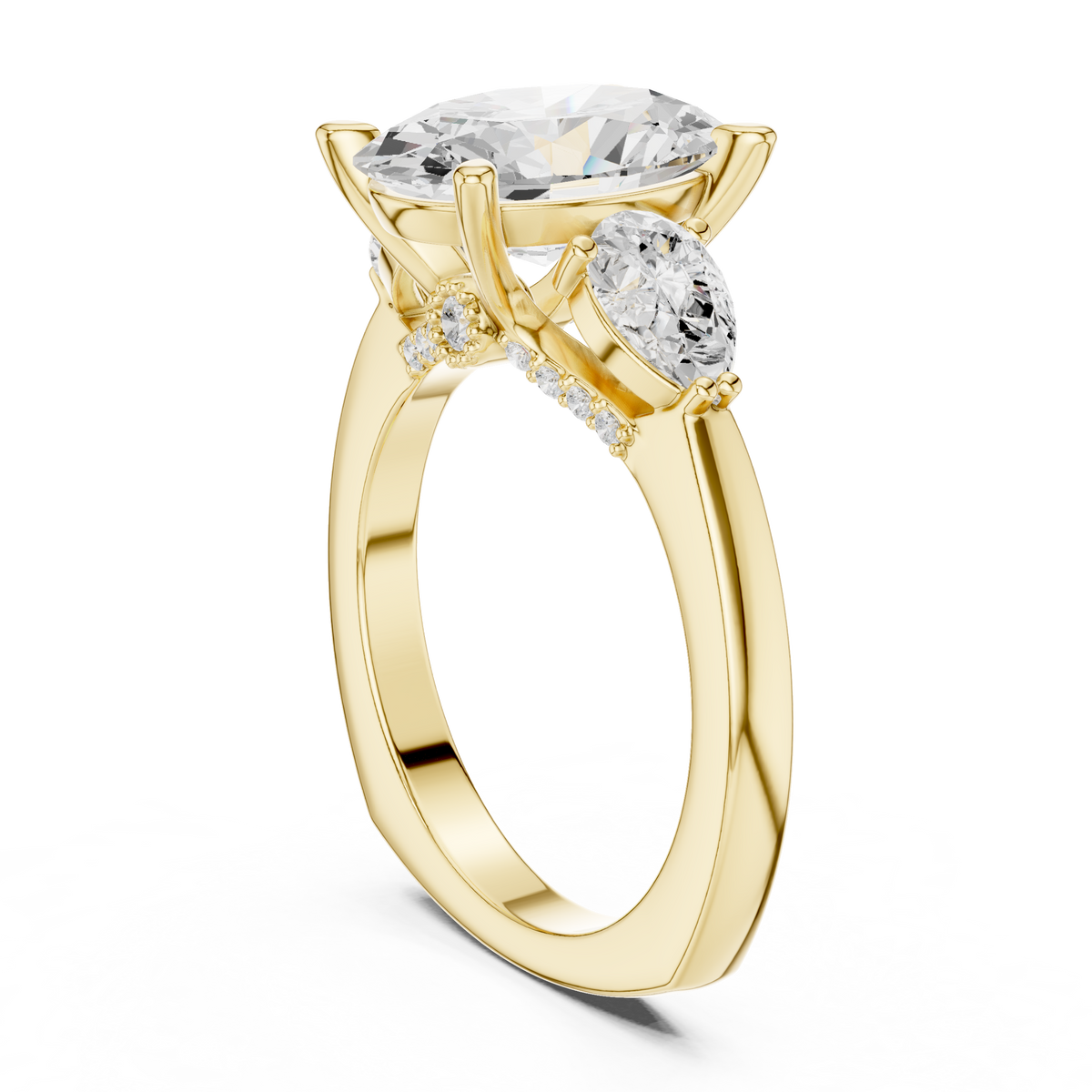 Oval, Pear And Round Cut Brilliant Moissanite VVS1 Eternity Engagement Ring