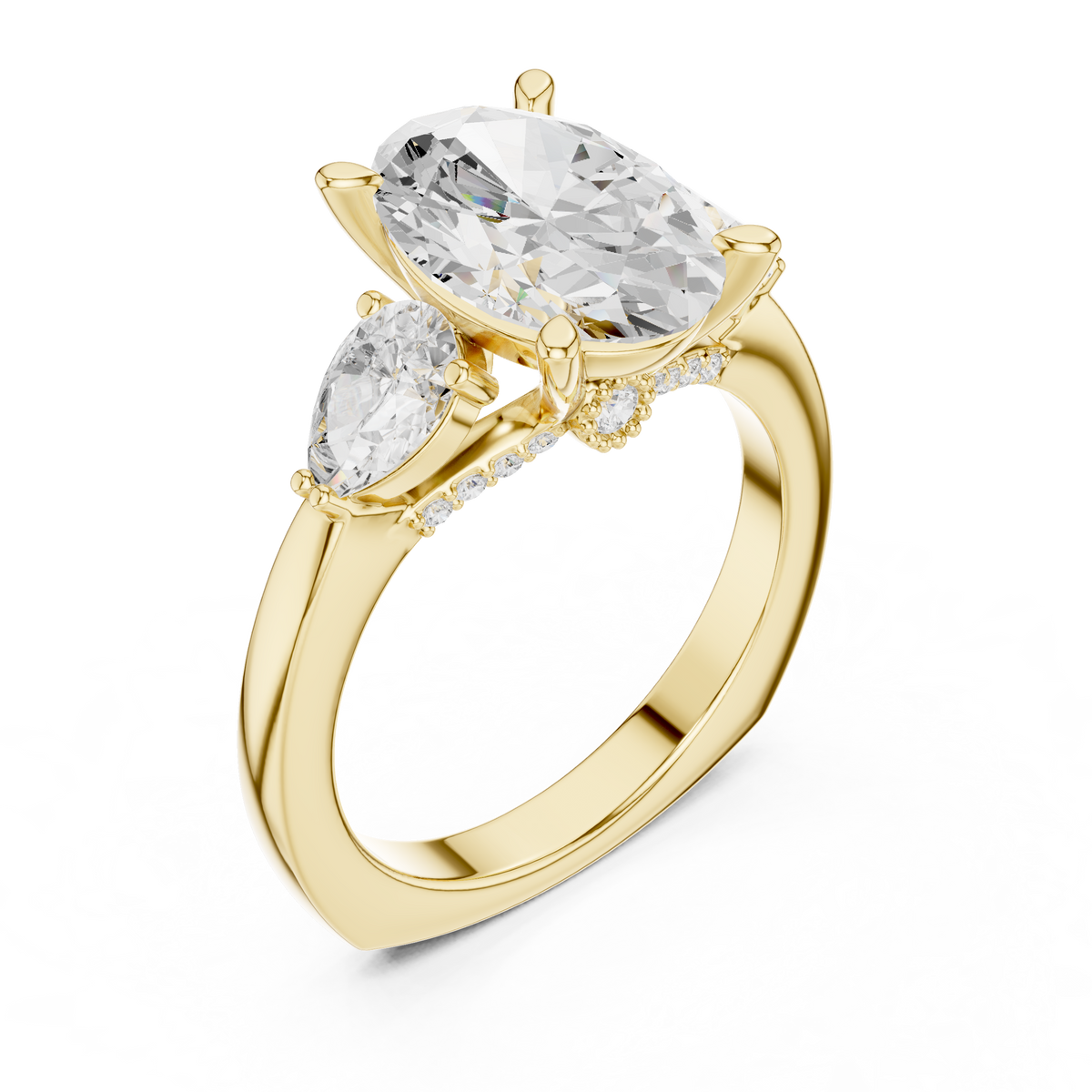 Oval, Pear And Round Cut Brilliant Moissanite VVS1 Eternity Engagement Ring
