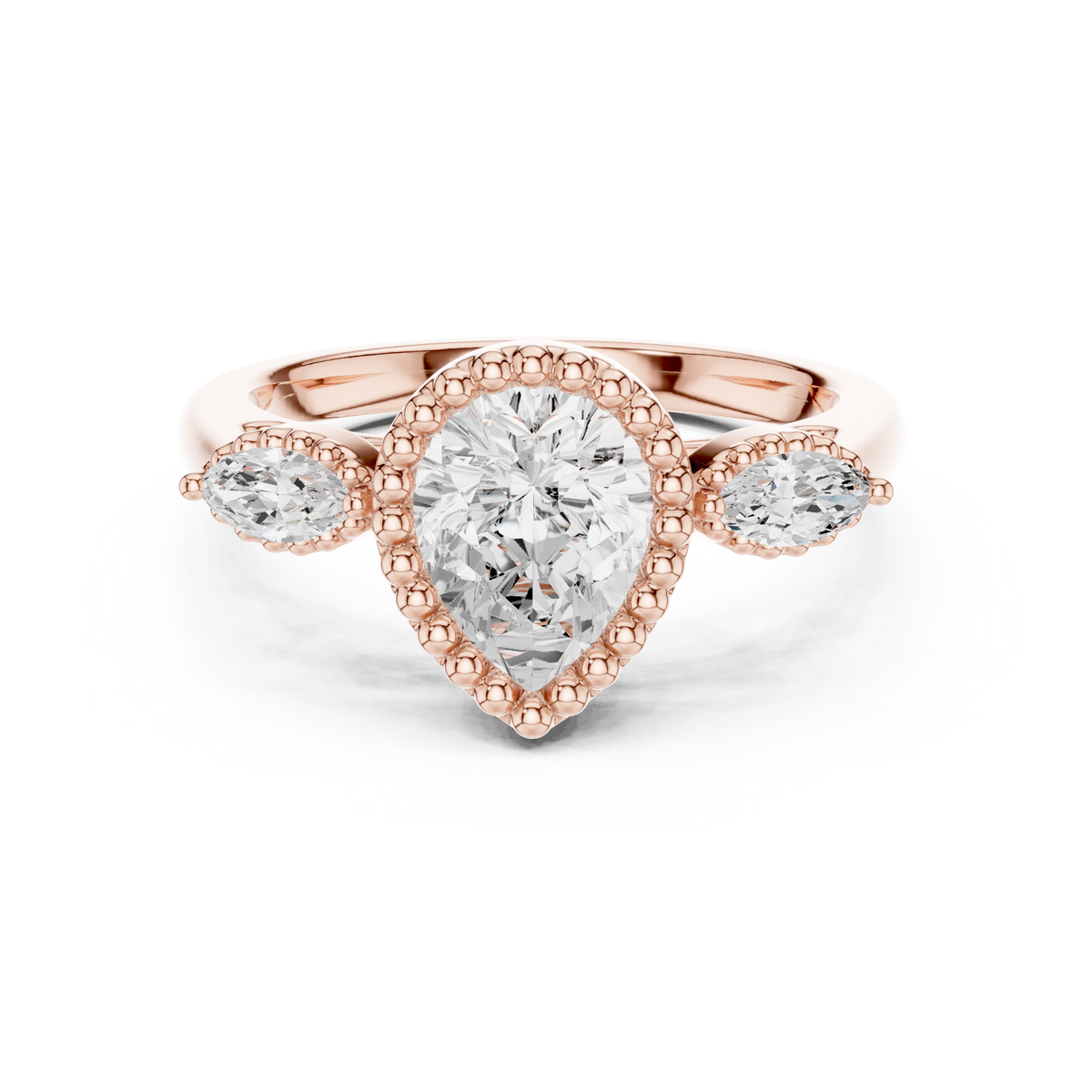 Pear And Marquise Cut Brilliant Moissanite VVS1 Eternity Engagement Ring