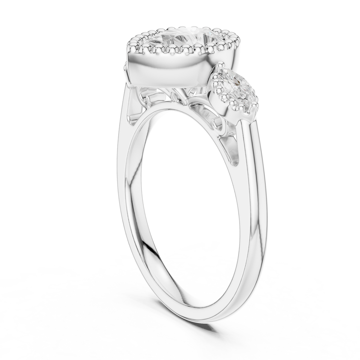 Pear And Marquise Cut Brilliant Moissanite VVS1 Eternity Engagement Ring