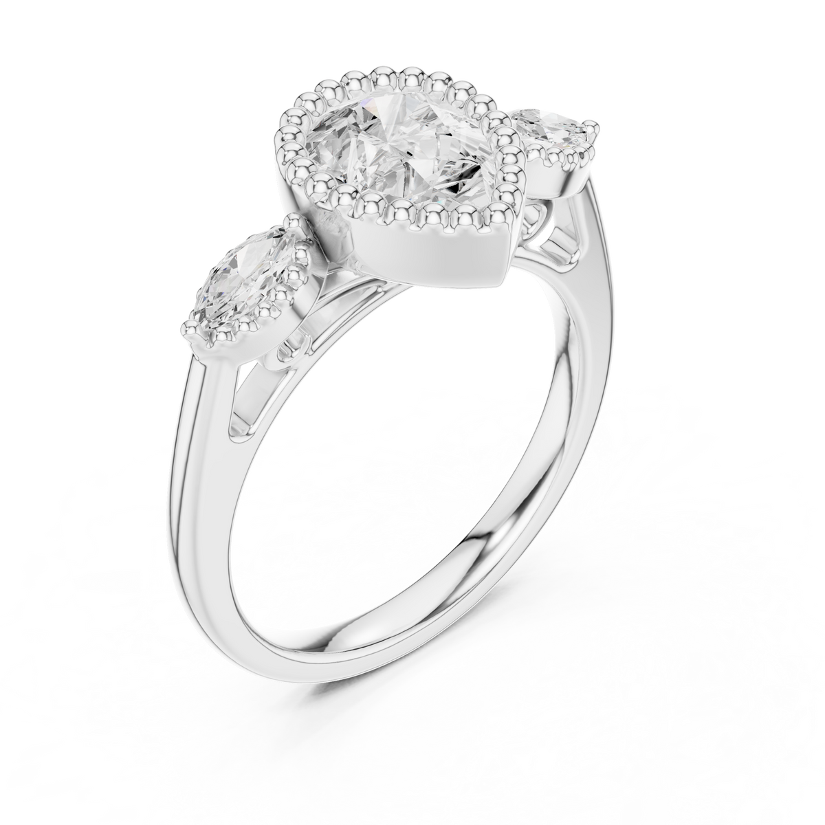 Pear And Marquise Cut Brilliant Moissanite VVS1 Eternity Engagement Ring