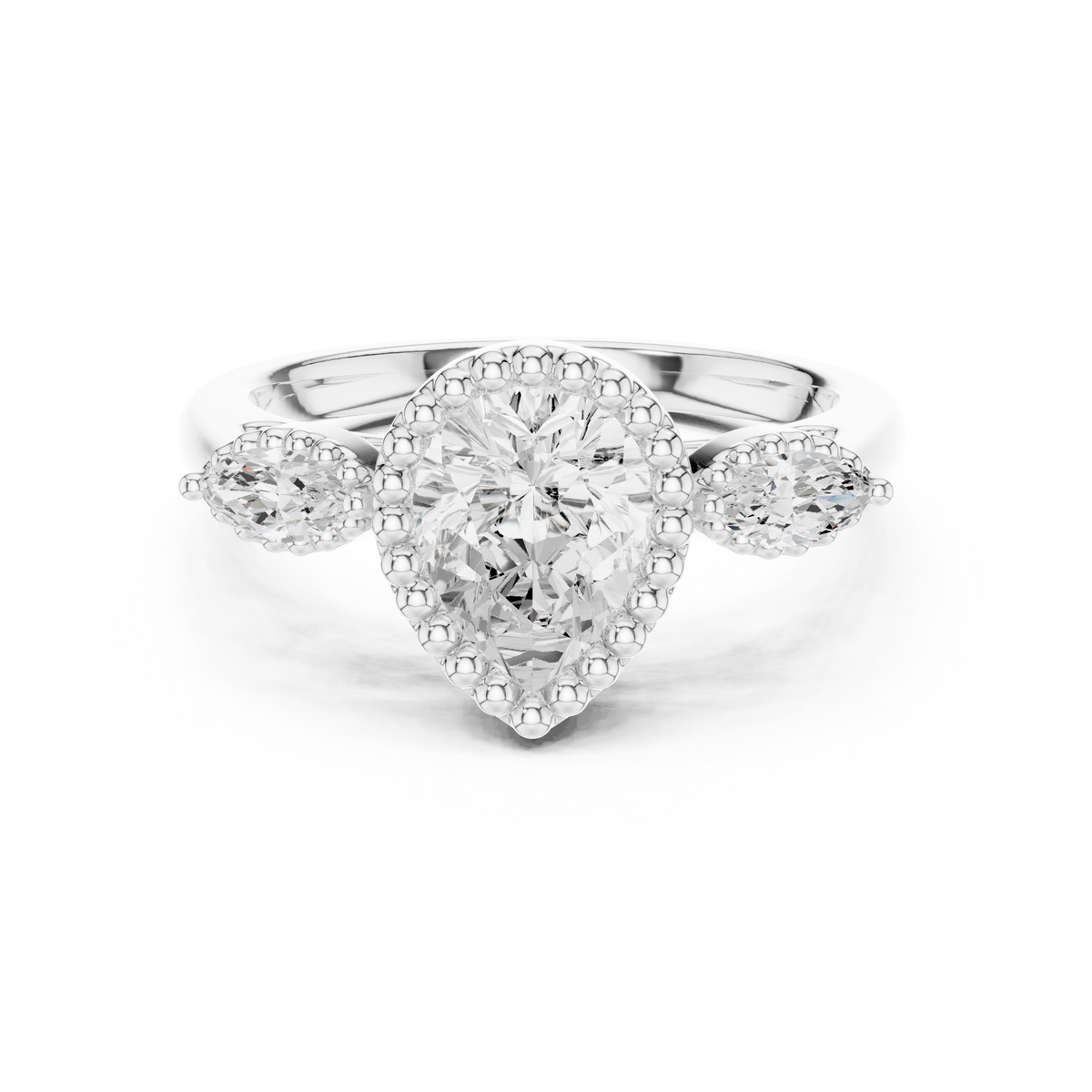 Pear And Marquise Cut Brilliant Moissanite VVS1 Eternity Engagement Ring