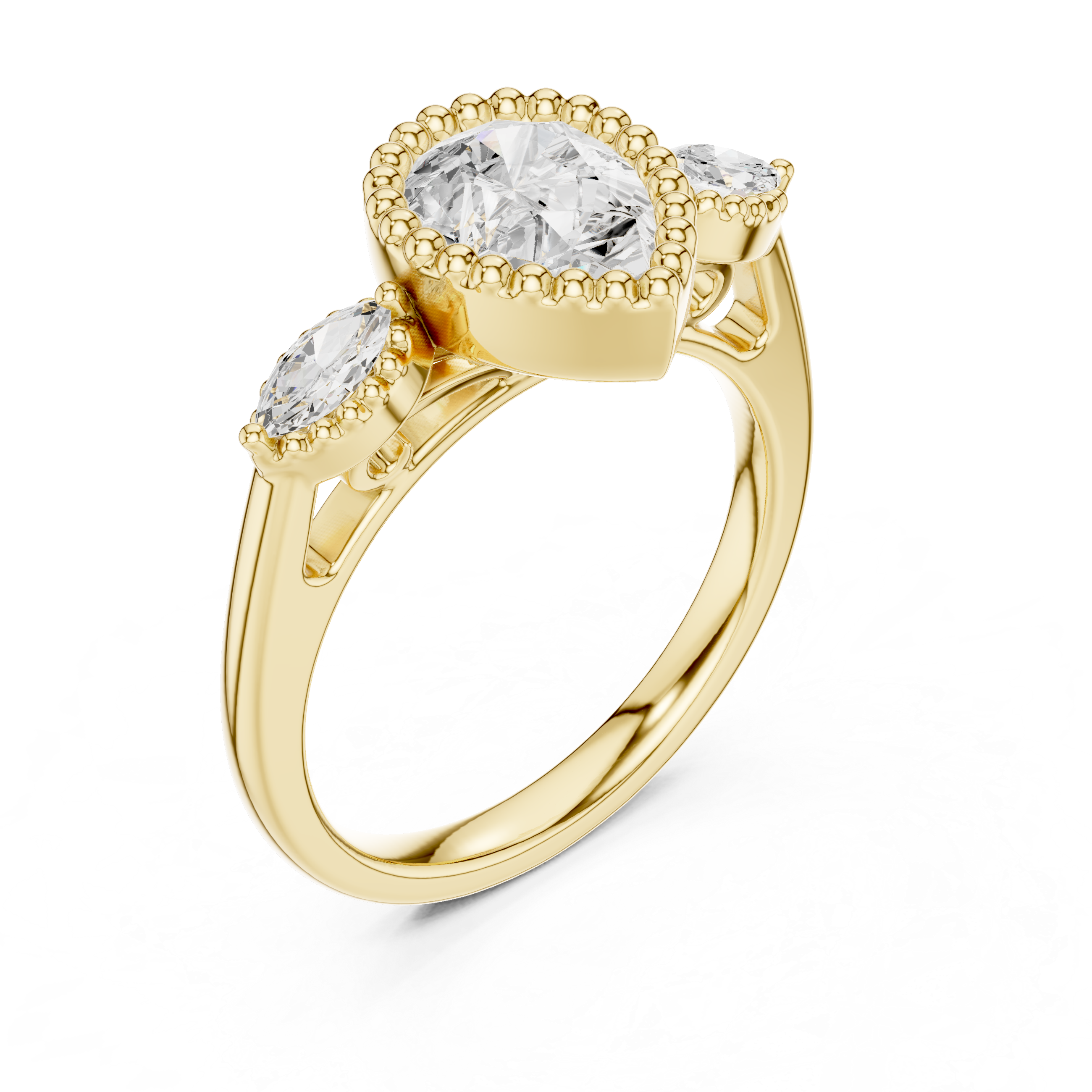 Pear And Marquise Cut Brilliant Moissanite VVS1 Eternity Engagement Ring