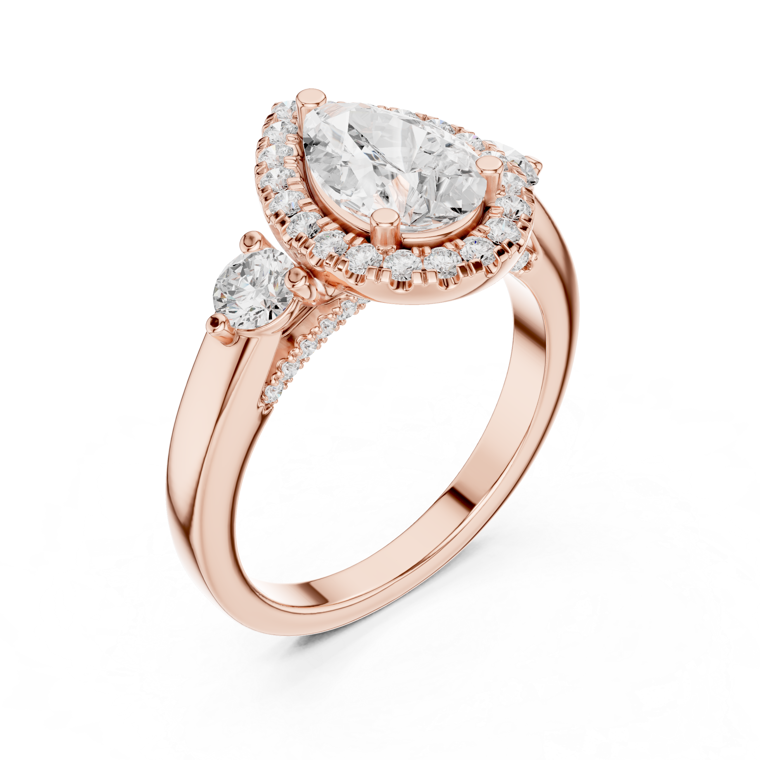 Pear And Round Cut Brilliant Moissanite VVS1 Eternity Engagement Ring