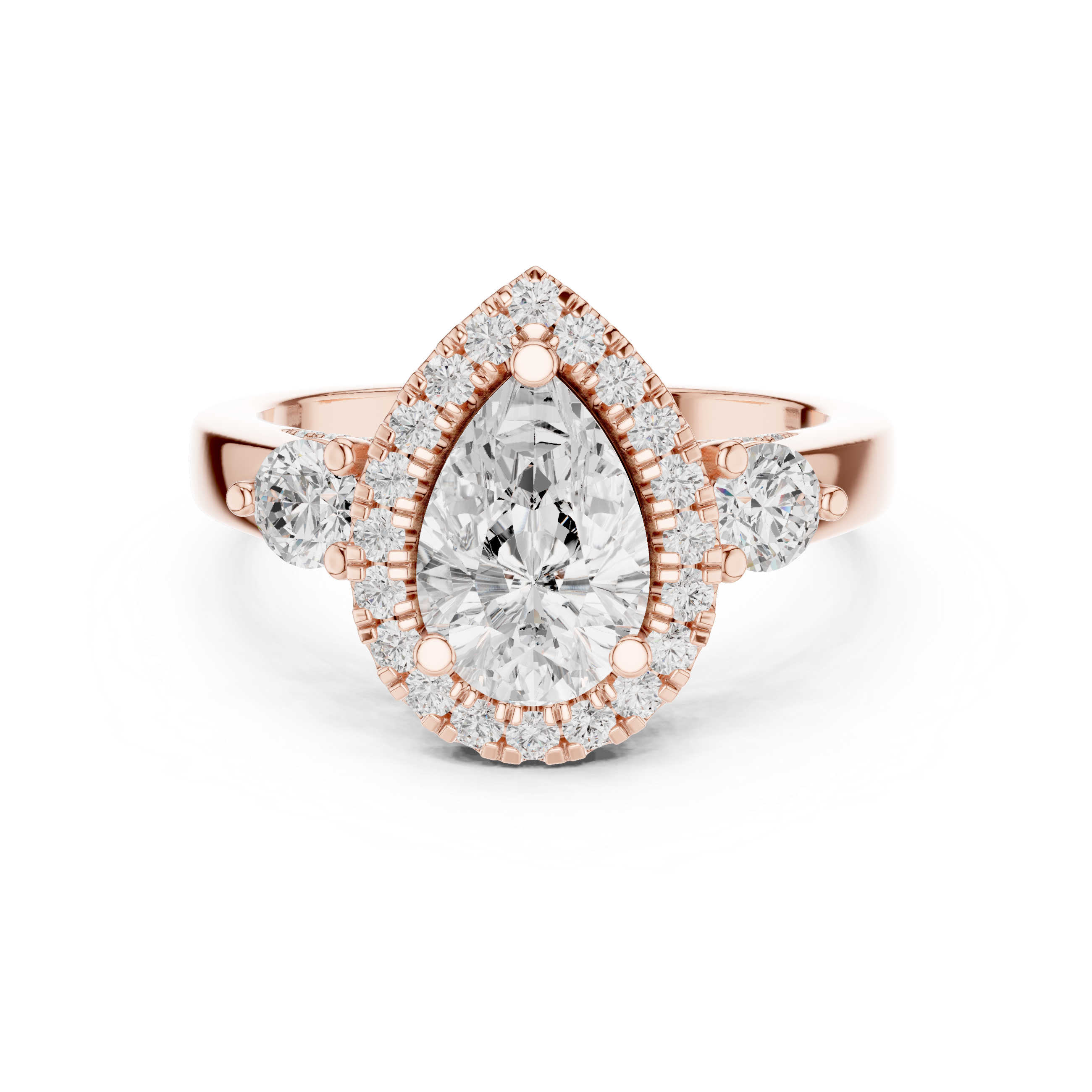 Pear And Round Cut Brilliant Moissanite VVS1 Eternity Engagement Ring