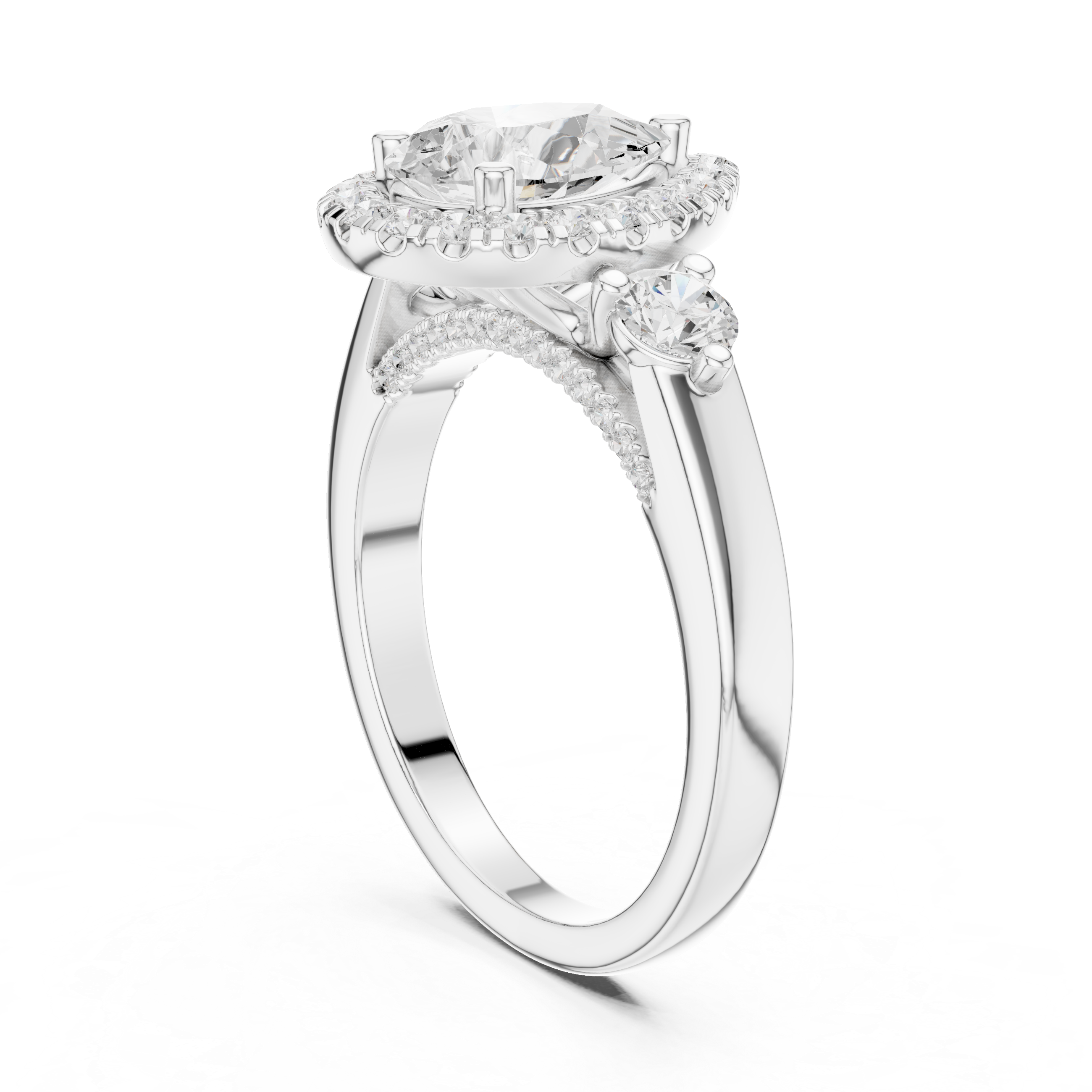 Pear And Round Cut Brilliant Moissanite VVS1 Eternity Engagement Ring