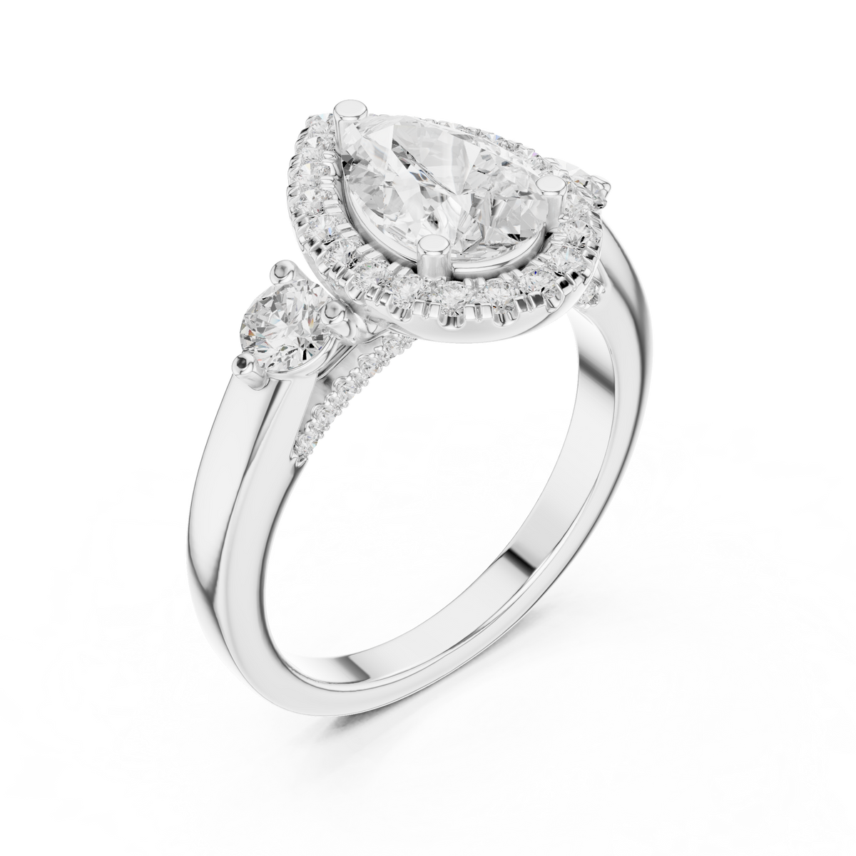 Pear And Round Cut Brilliant Moissanite VVS1 Eternity Engagement Ring