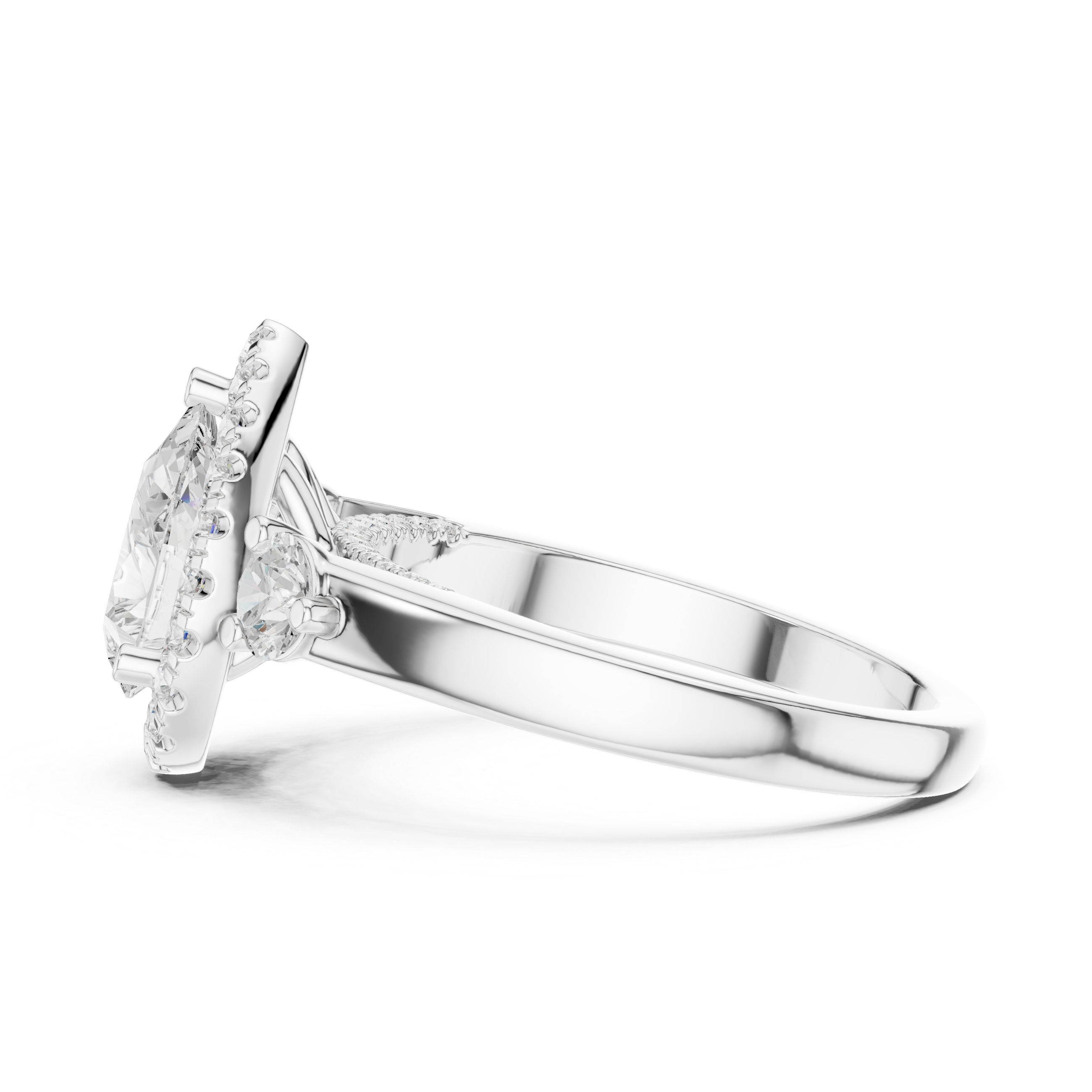 Pear And Round Cut Brilliant Moissanite VVS1 Eternity Engagement Ring
