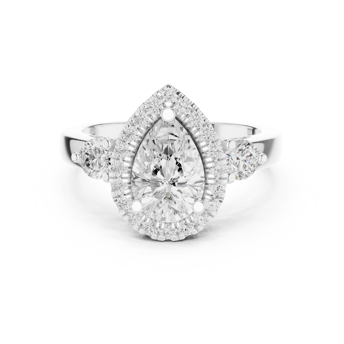 Pear And Round Cut Brilliant Moissanite VVS1 Eternity Engagement Ring