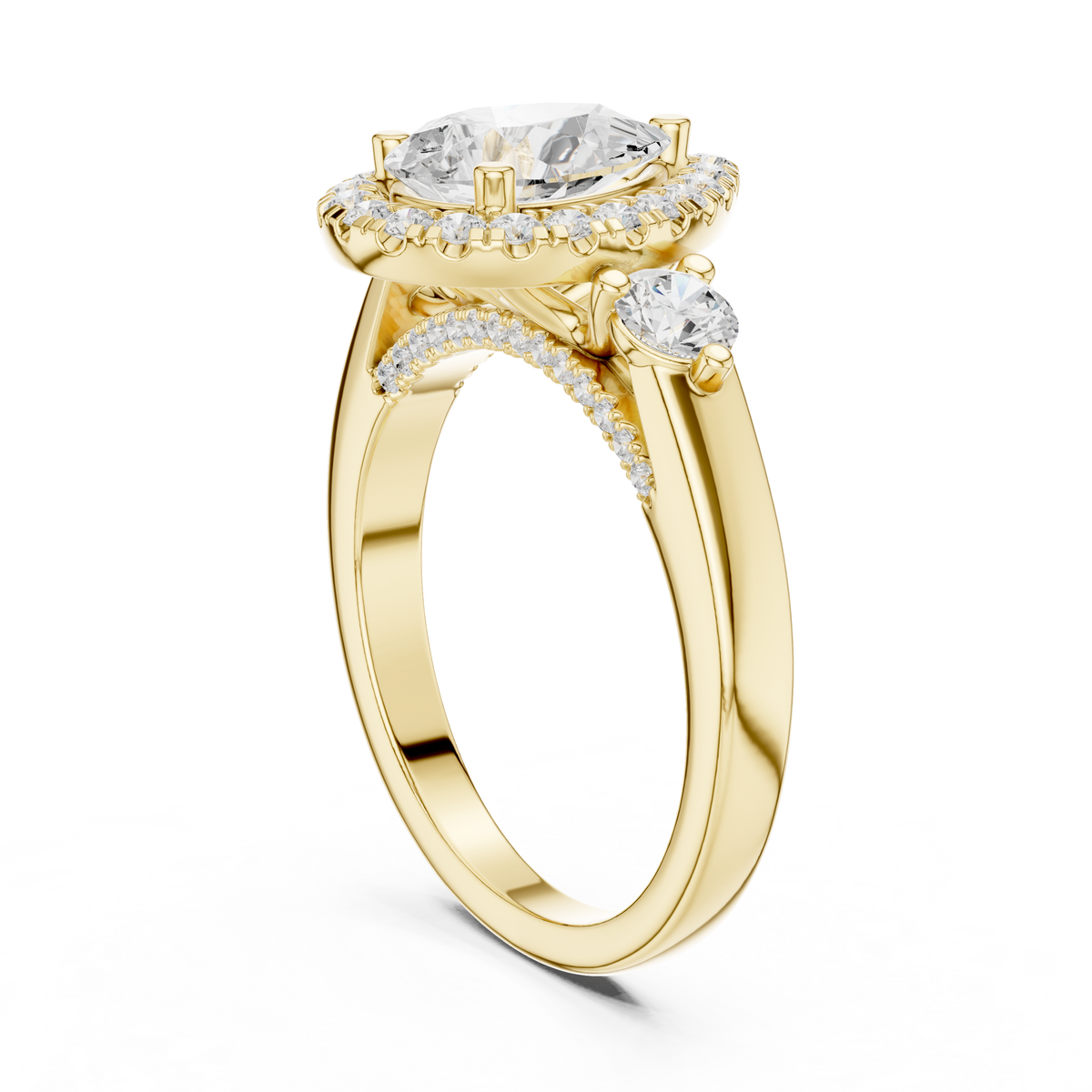 Pear And Round Cut Brilliant Moissanite VVS1 Eternity Engagement Ring