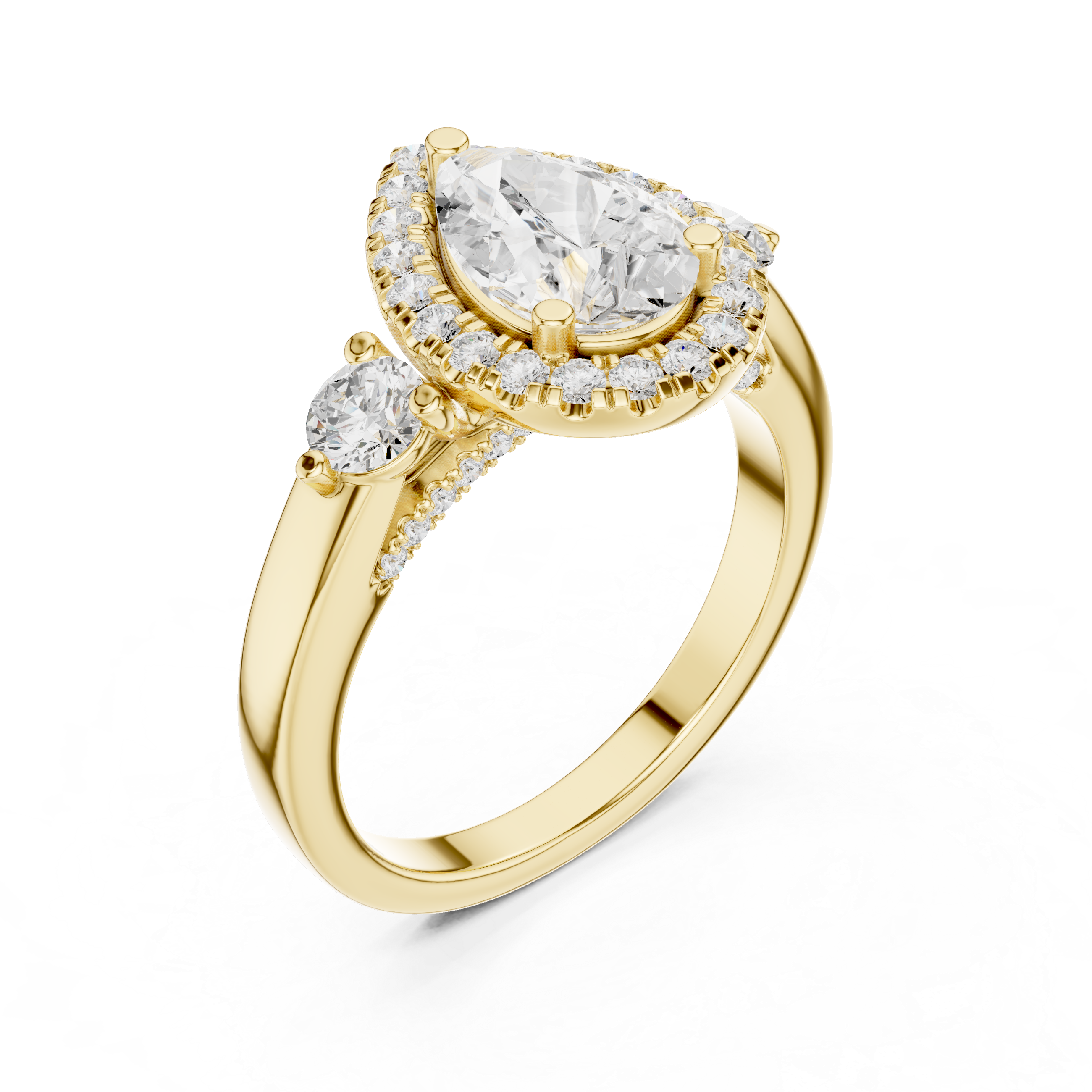 Pear And Round Cut Brilliant Moissanite VVS1 Eternity Engagement Ring