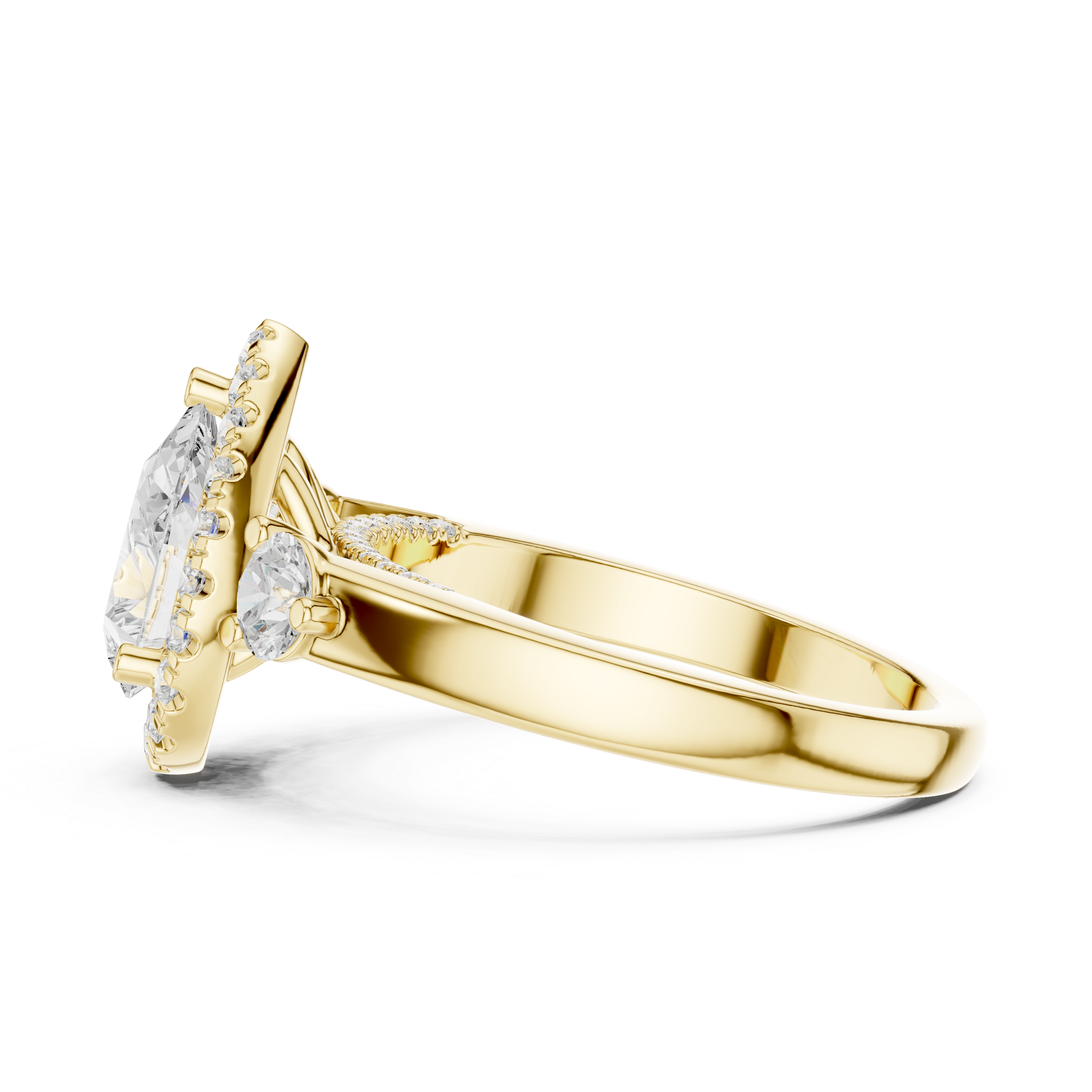 Pear And Round Cut Brilliant Moissanite VVS1 Eternity Engagement Ring