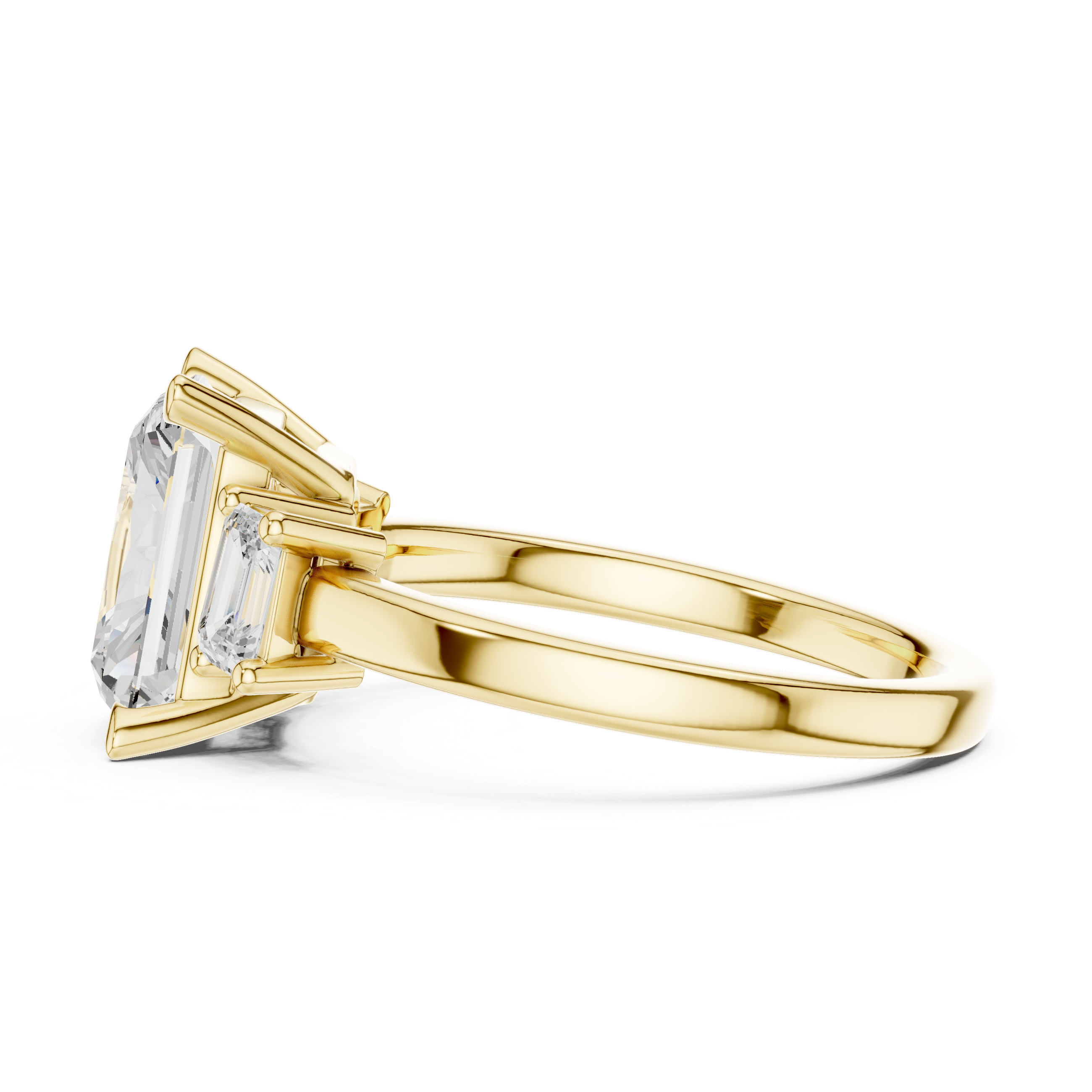 Radiant And Emerald Cut Brilliant Moissanite VVS1 Trilogy Engagement Ring