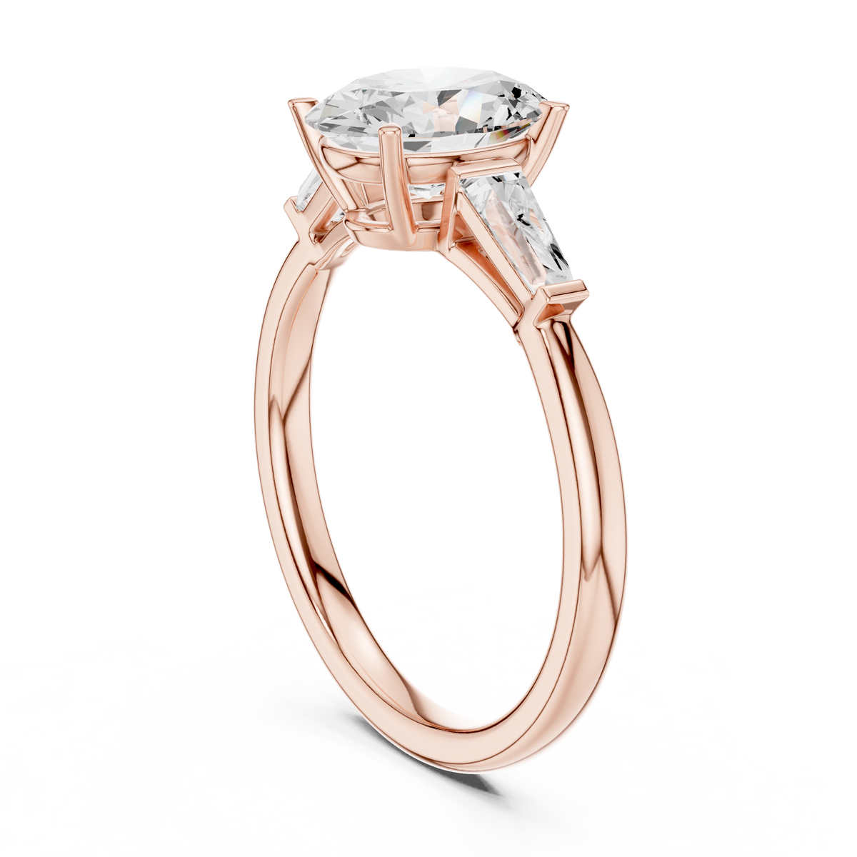 Oval And Baguette Brilliant Moissanite VVS1 Eternity Engagement Ring