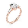 Oval And Baguette Brilliant Moissanite VVS1 Eternity Engagement Ring