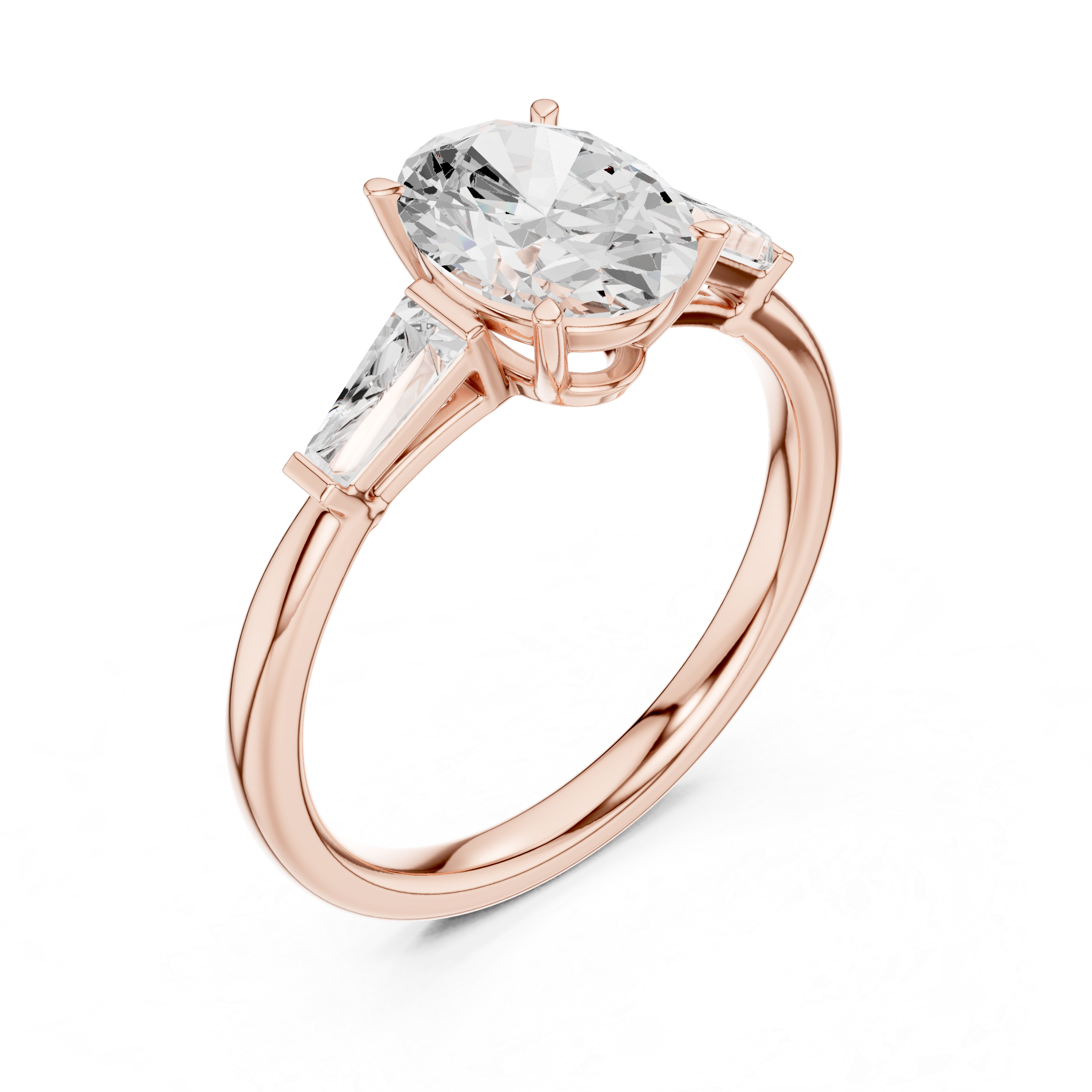 Oval And Baguette Brilliant Moissanite VVS1 Eternity Engagement Ring