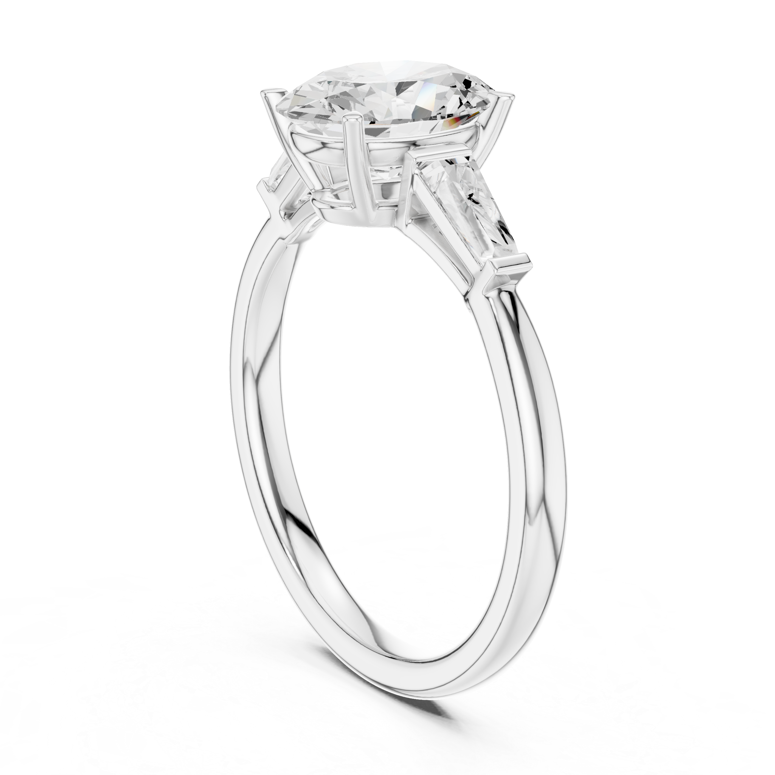 Oval And Baguette Brilliant Moissanite VVS1 Eternity Engagement Ring
