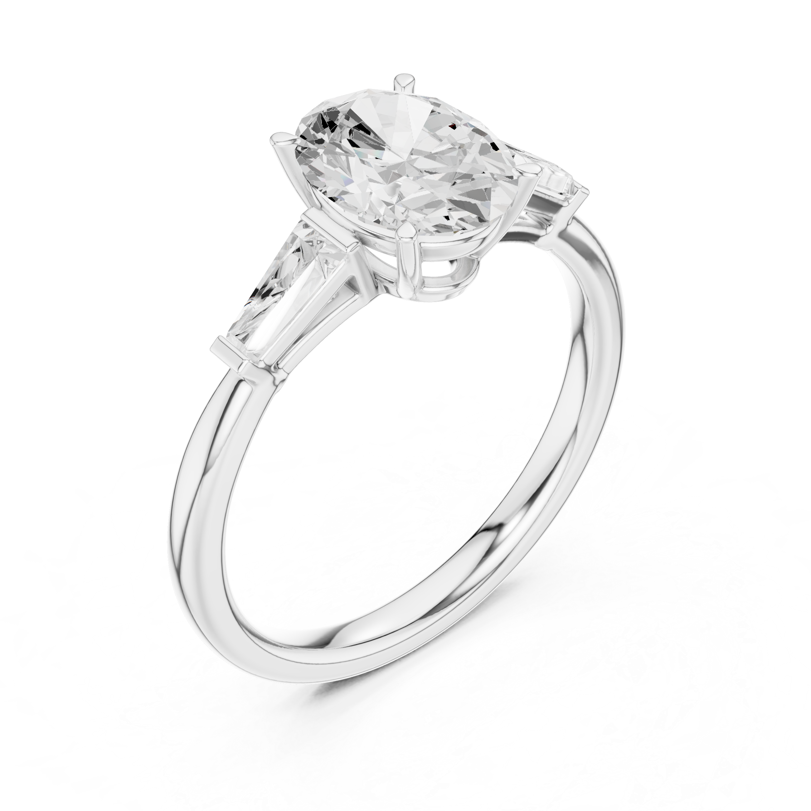 Oval And Baguette Brilliant Moissanite VVS1 Eternity Engagement Ring