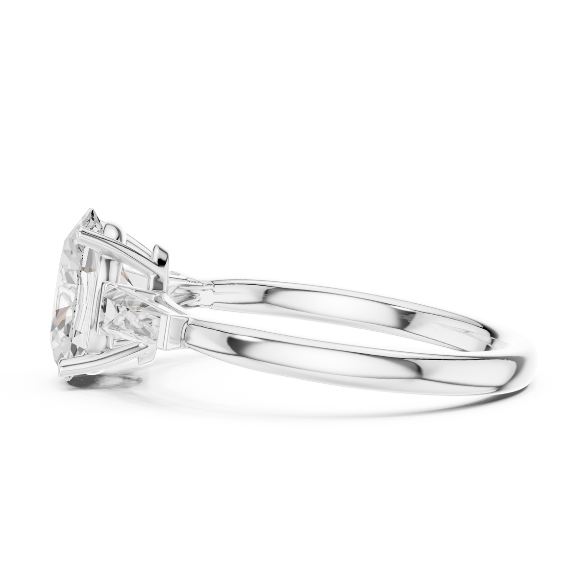 Oval And Baguette Brilliant Moissanite VVS1 Eternity Engagement Ring