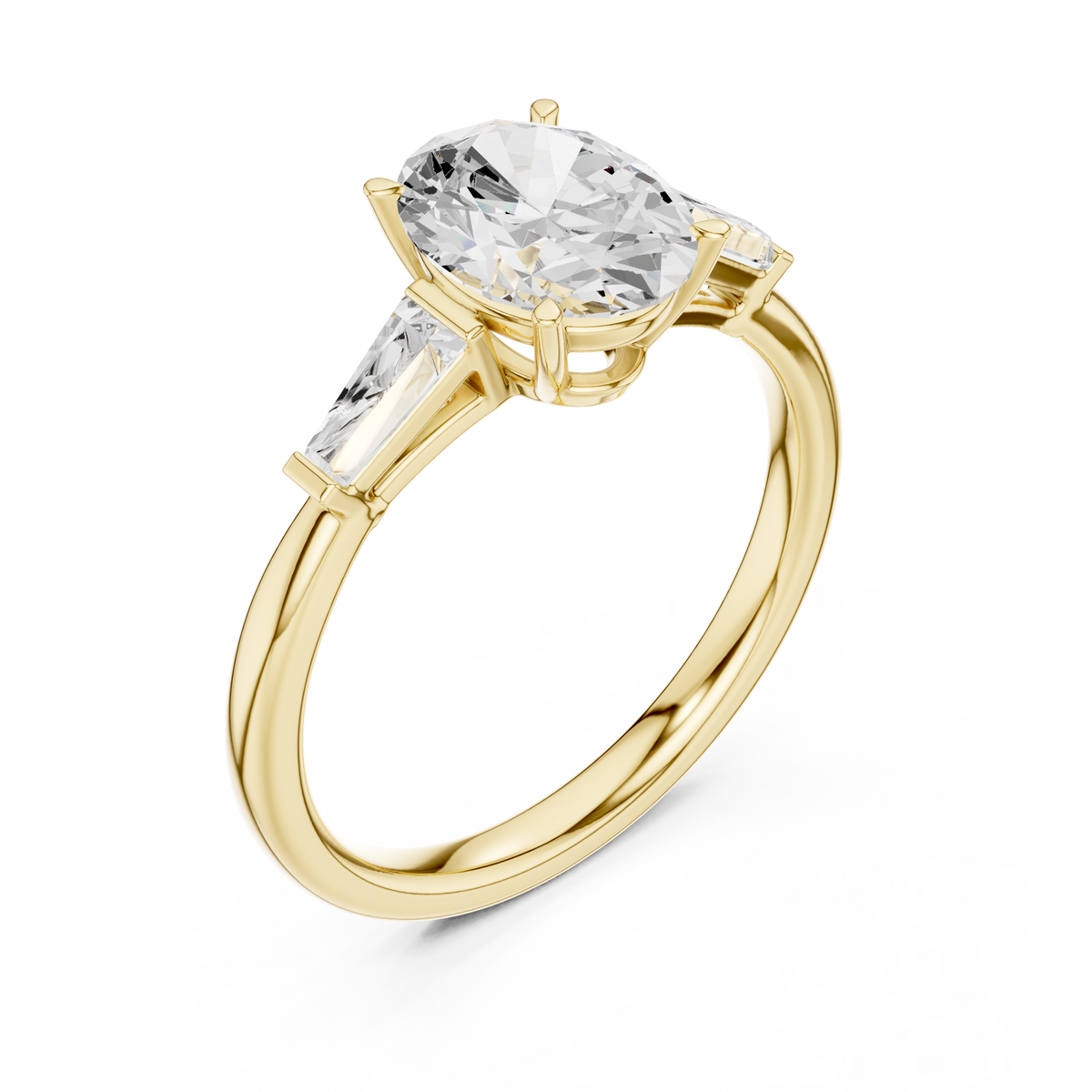 Oval And Baguette Brilliant Moissanite VVS1 Eternity Engagement Ring