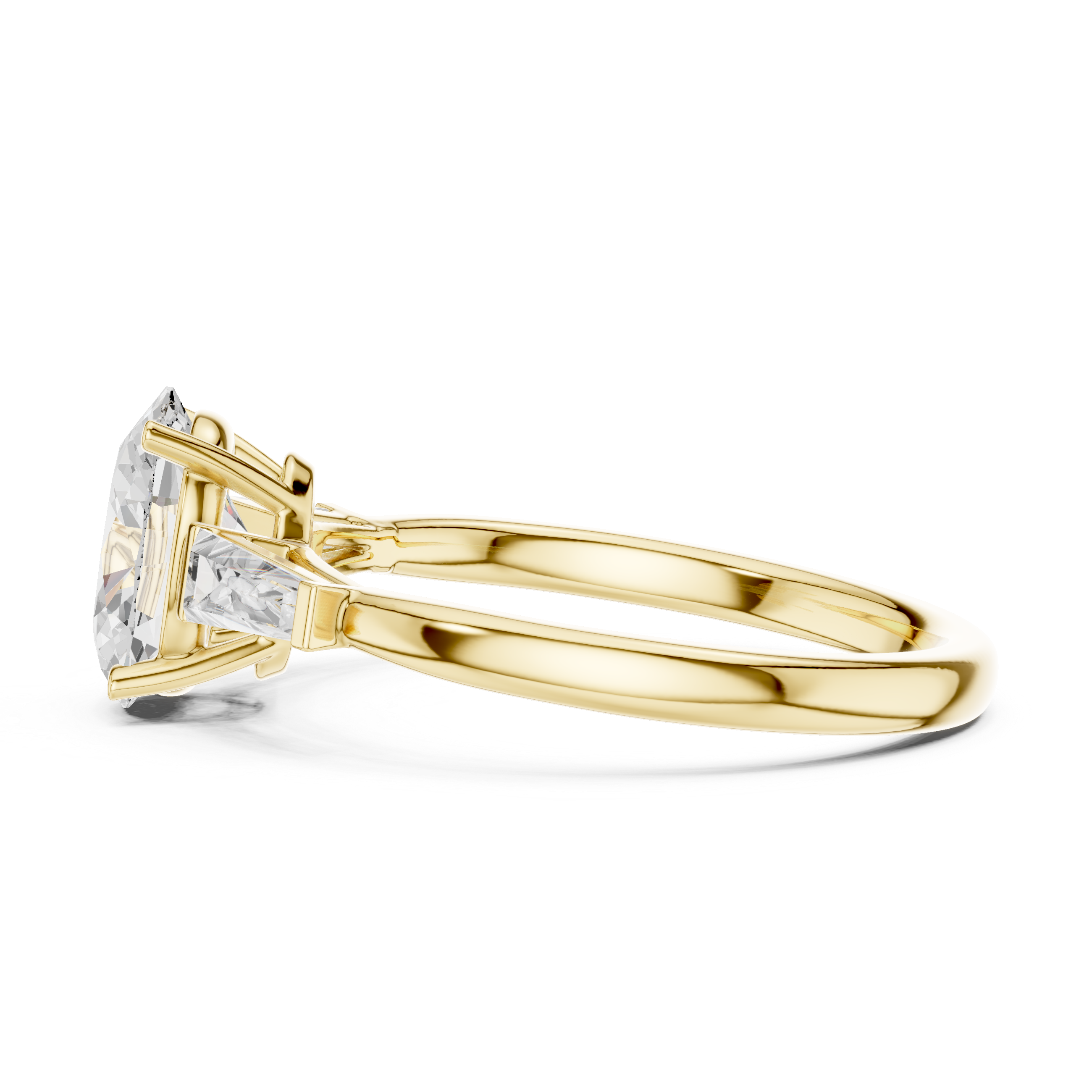 Oval And Baguette Brilliant Moissanite VVS1 Eternity Engagement Ring