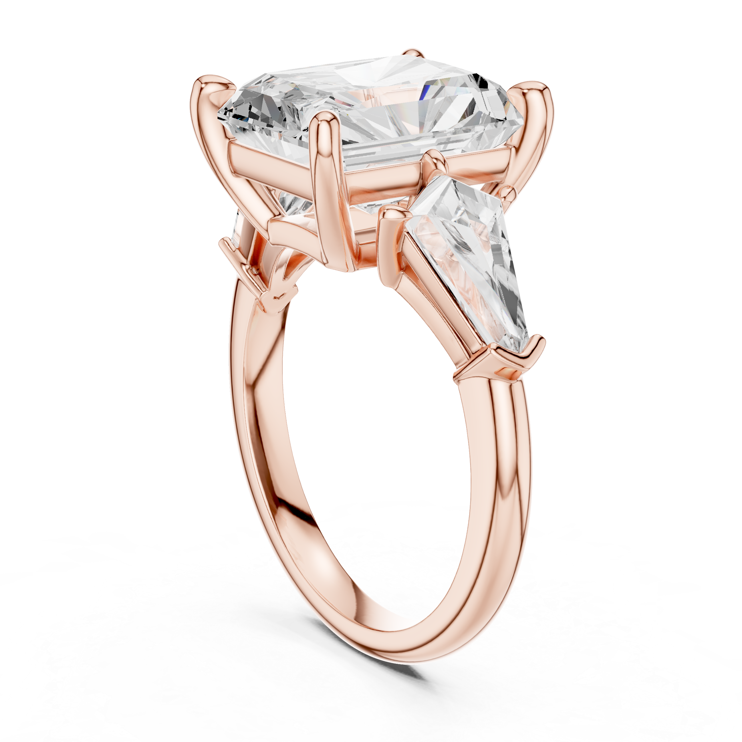 Radiant And Baguette Brilliant Moissanite VVS1 Eternity Engagement Ring