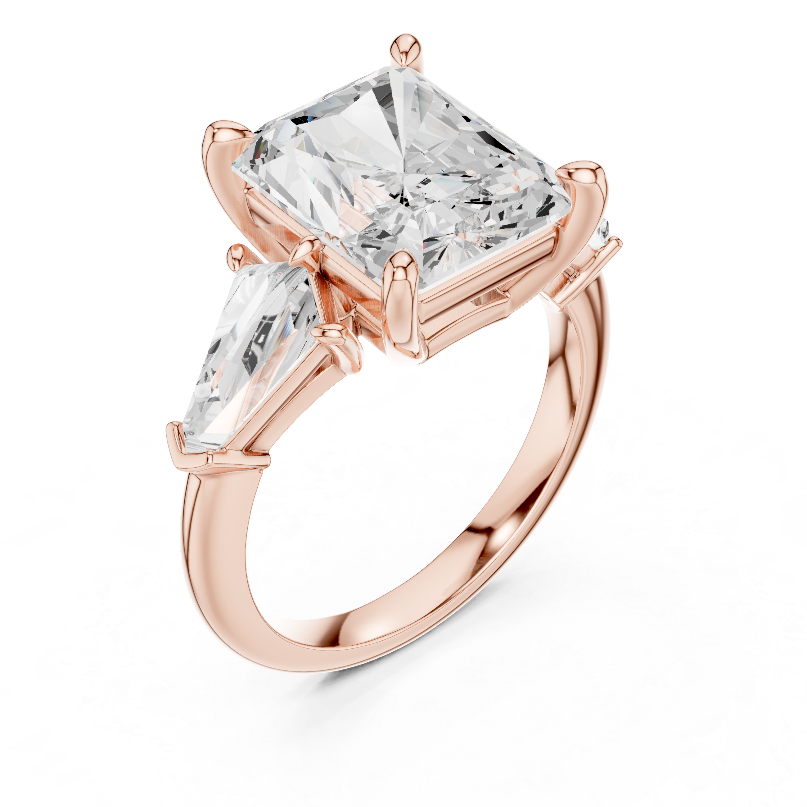 Radiant And Baguette Brilliant Moissanite VVS1 Eternity Engagement Ring