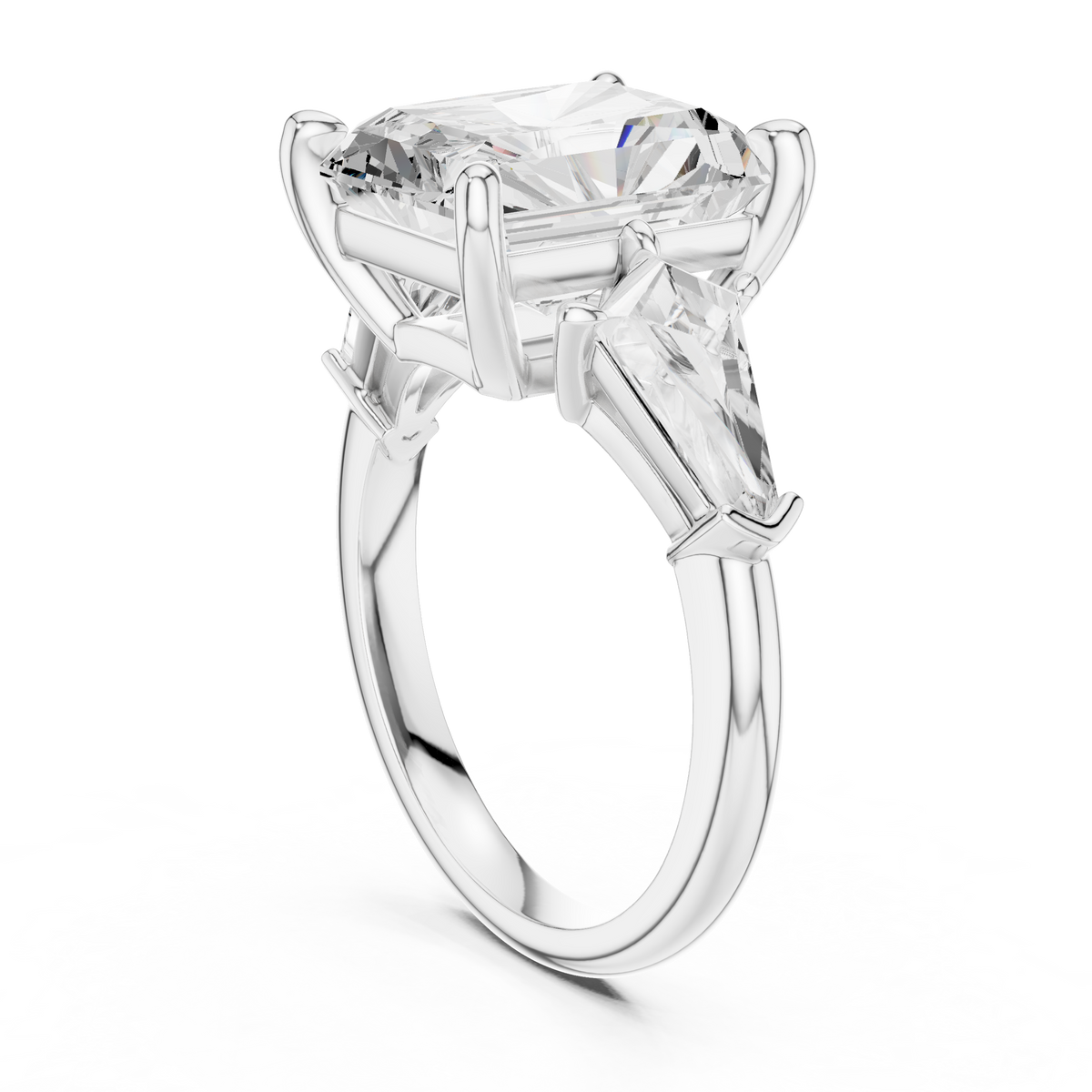 Radiant And Baguette Brilliant Moissanite VVS1 Eternity Engagement Ring