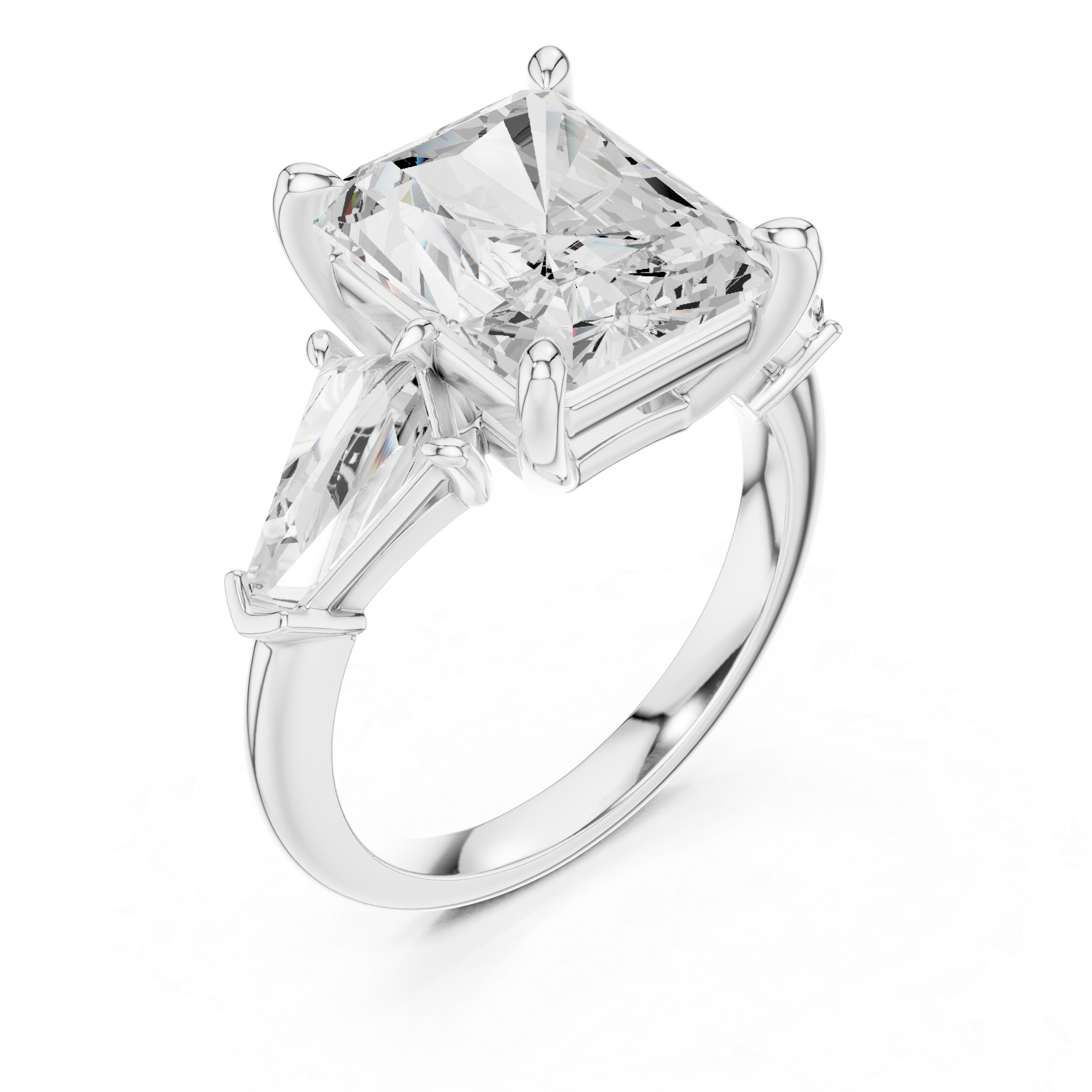 Radiant And Baguette Brilliant Moissanite VVS1 Eternity Engagement Ring