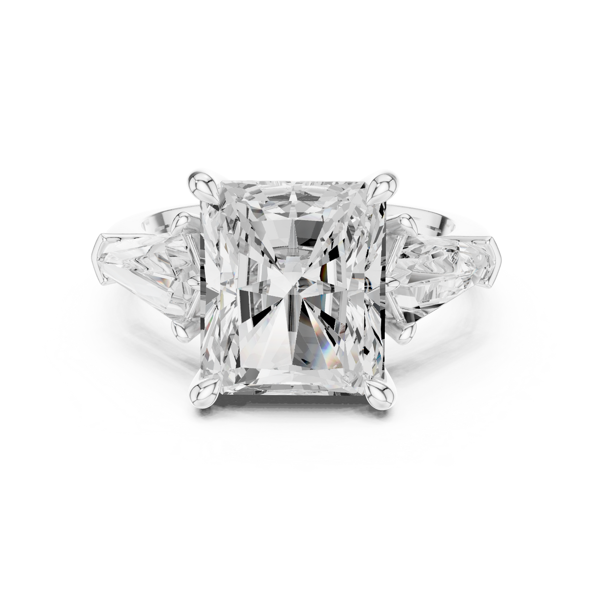 Radiant And Baguette Brilliant Moissanite VVS1 Eternity Engagement Ring