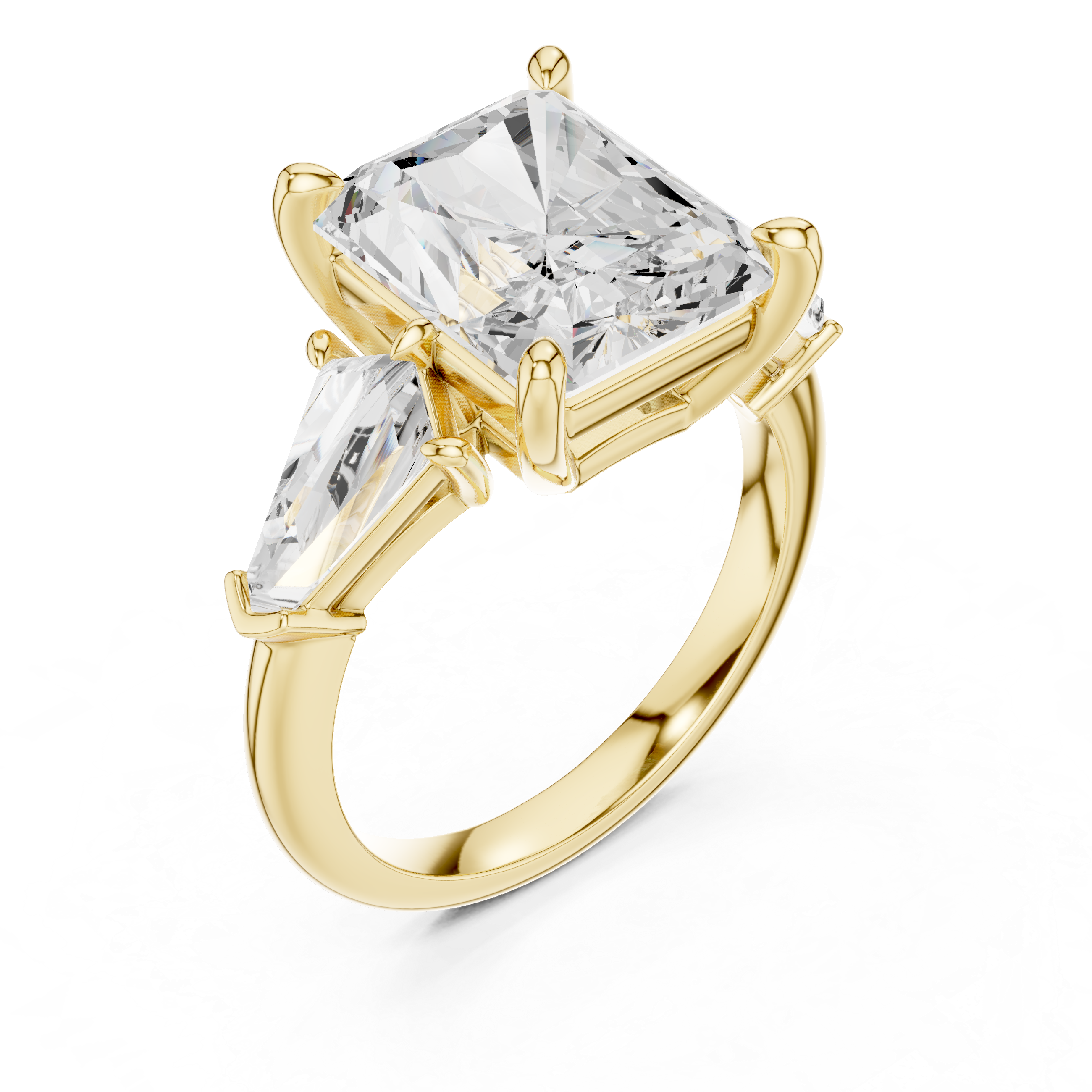 Radiant And Baguette Brilliant Moissanite VVS1 Eternity Engagement Ring