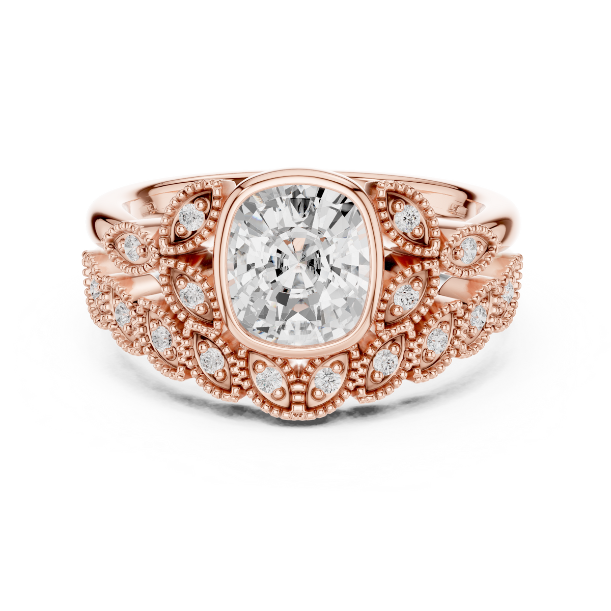 Cushion And Round Cut Brilliant Moissanite VVS1 Eternity Engagement Ring