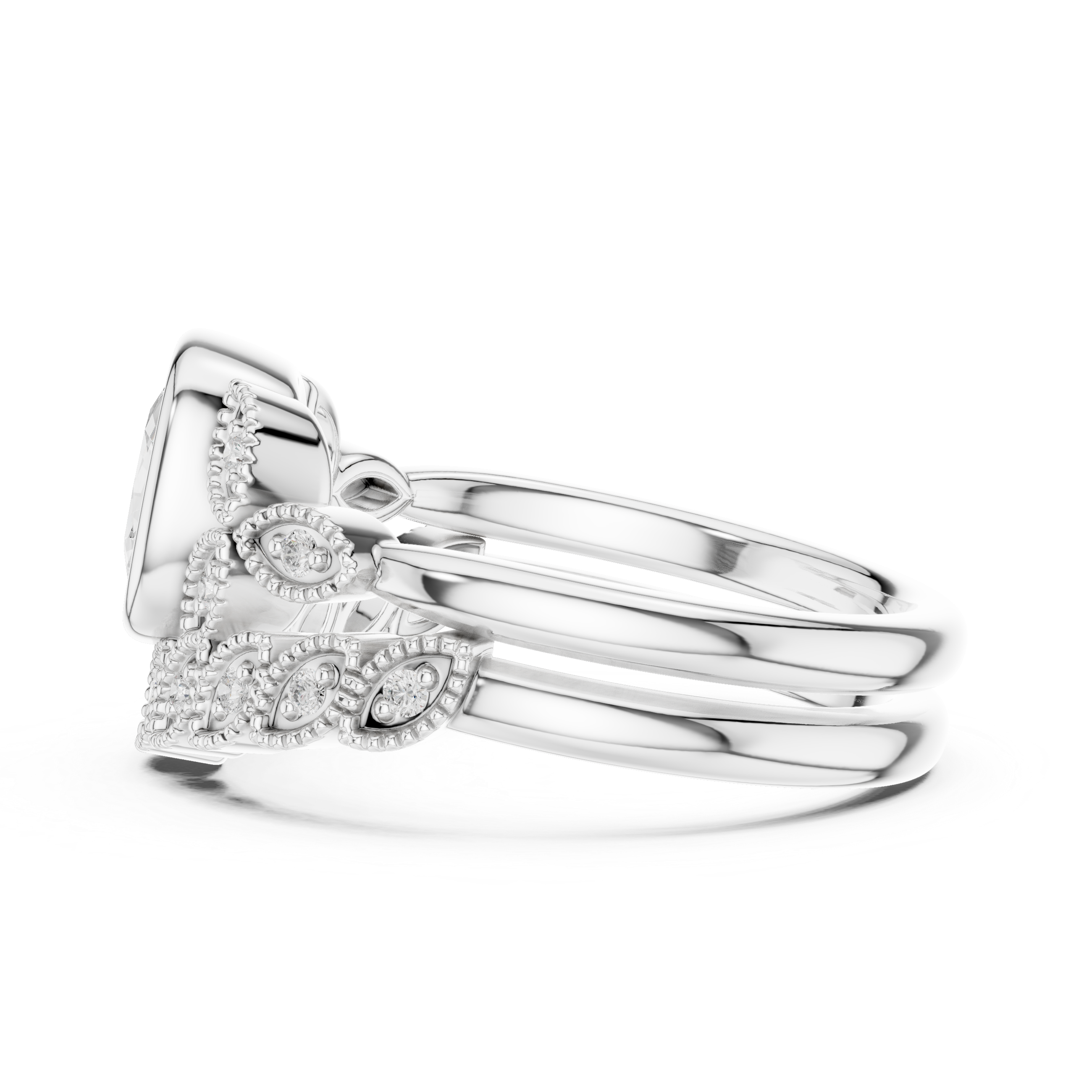 Cushion And Round Cut Brilliant Moissanite VVS1 Eternity Engagement Ring