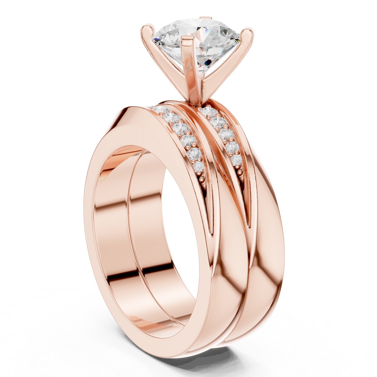 Round Cut Brilliant Moissanite VVS1 Eternity Engagement Ring