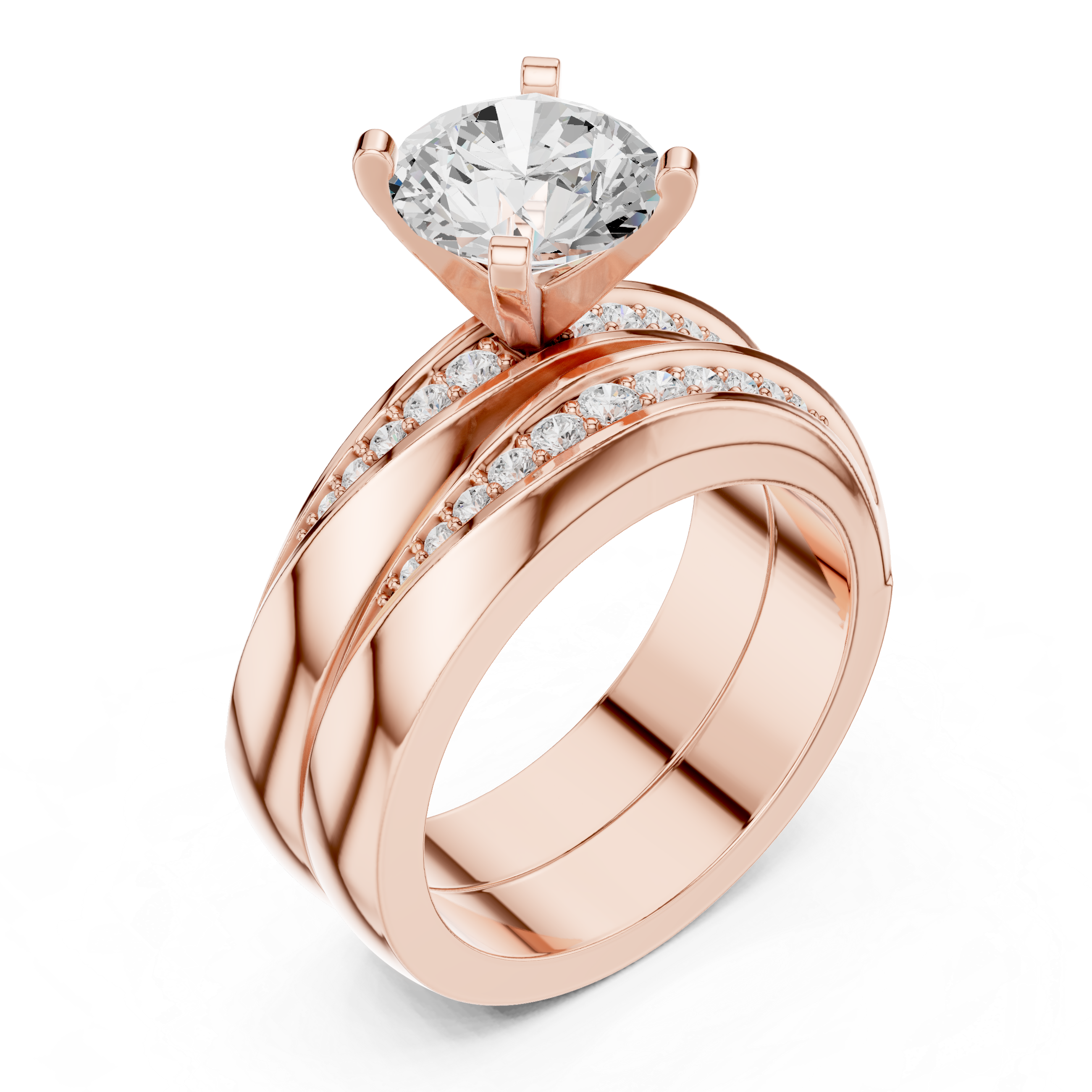 Round Cut Brilliant Moissanite VVS1 Eternity Engagement Ring