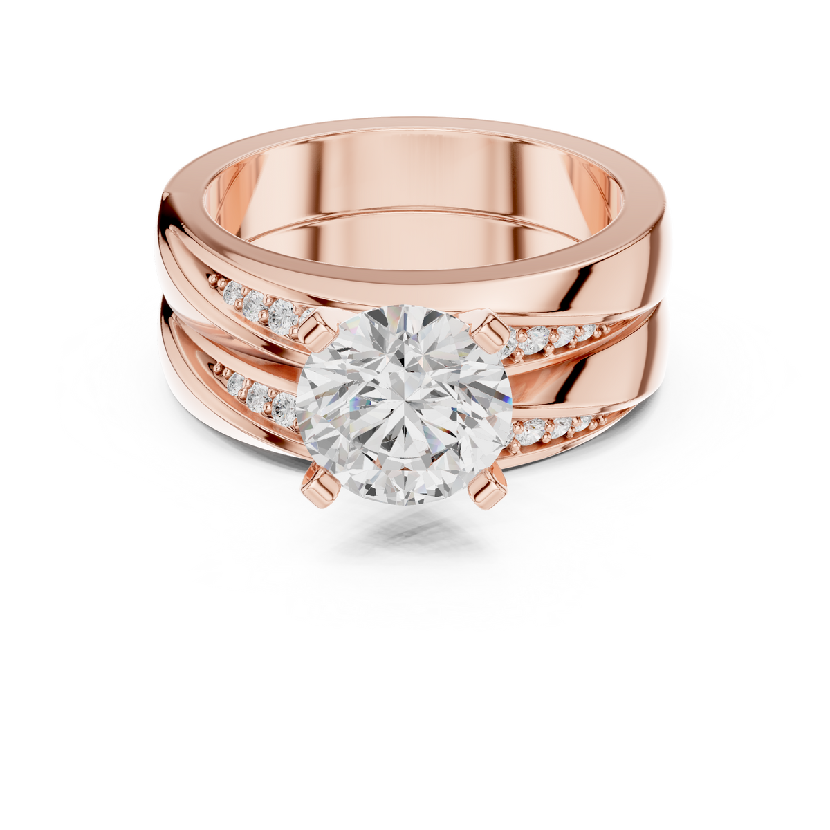 Round Cut Brilliant Moissanite VVS1 Eternity Engagement Ring