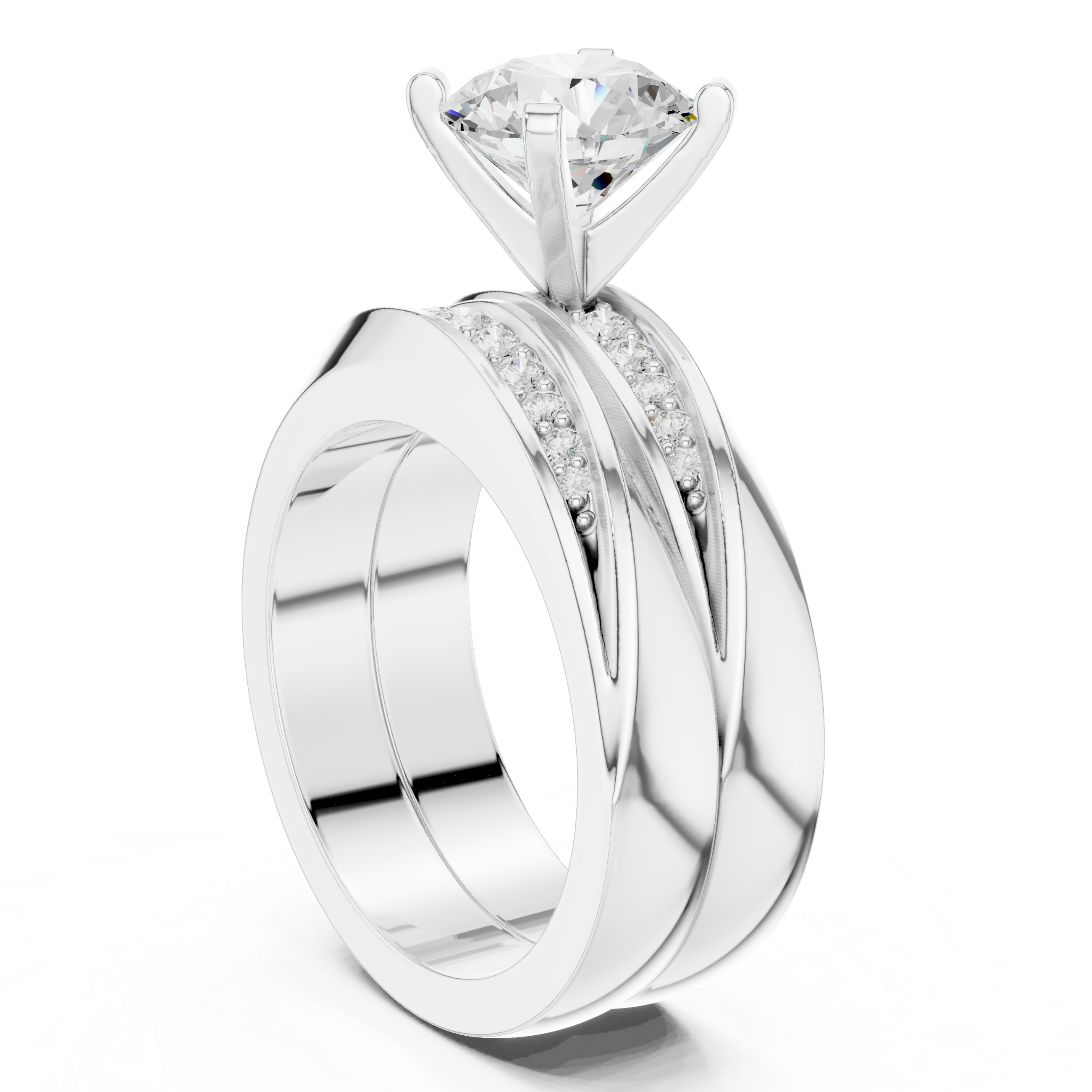 Round Cut Brilliant Moissanite VVS1 Eternity Engagement Ring