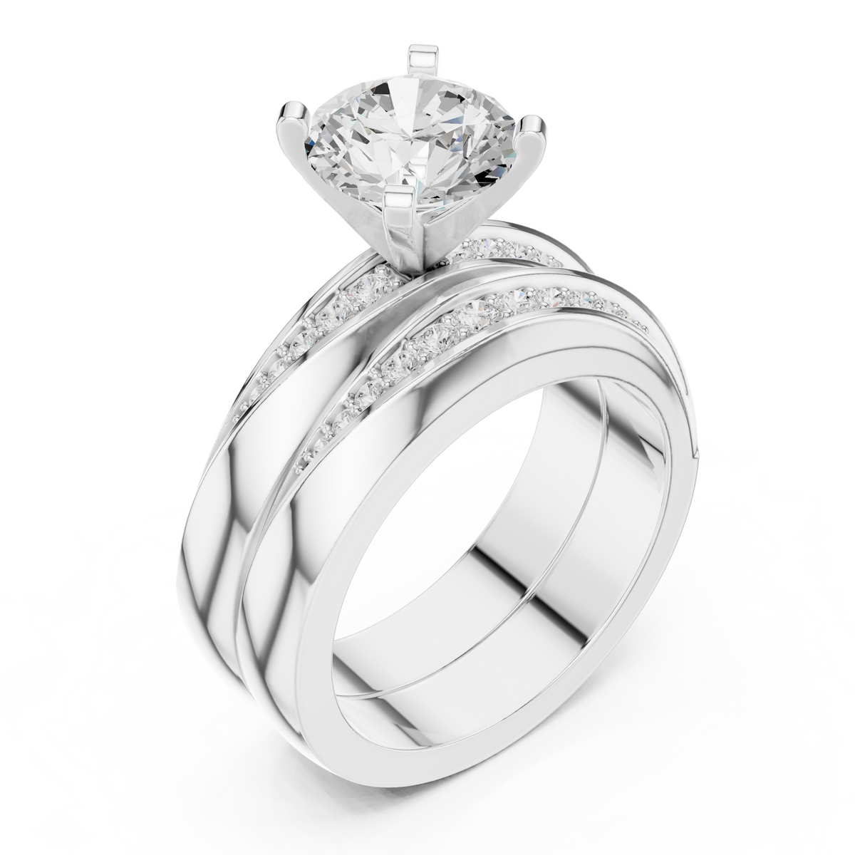 Round Cut Brilliant Moissanite VVS1 Eternity Engagement Ring
